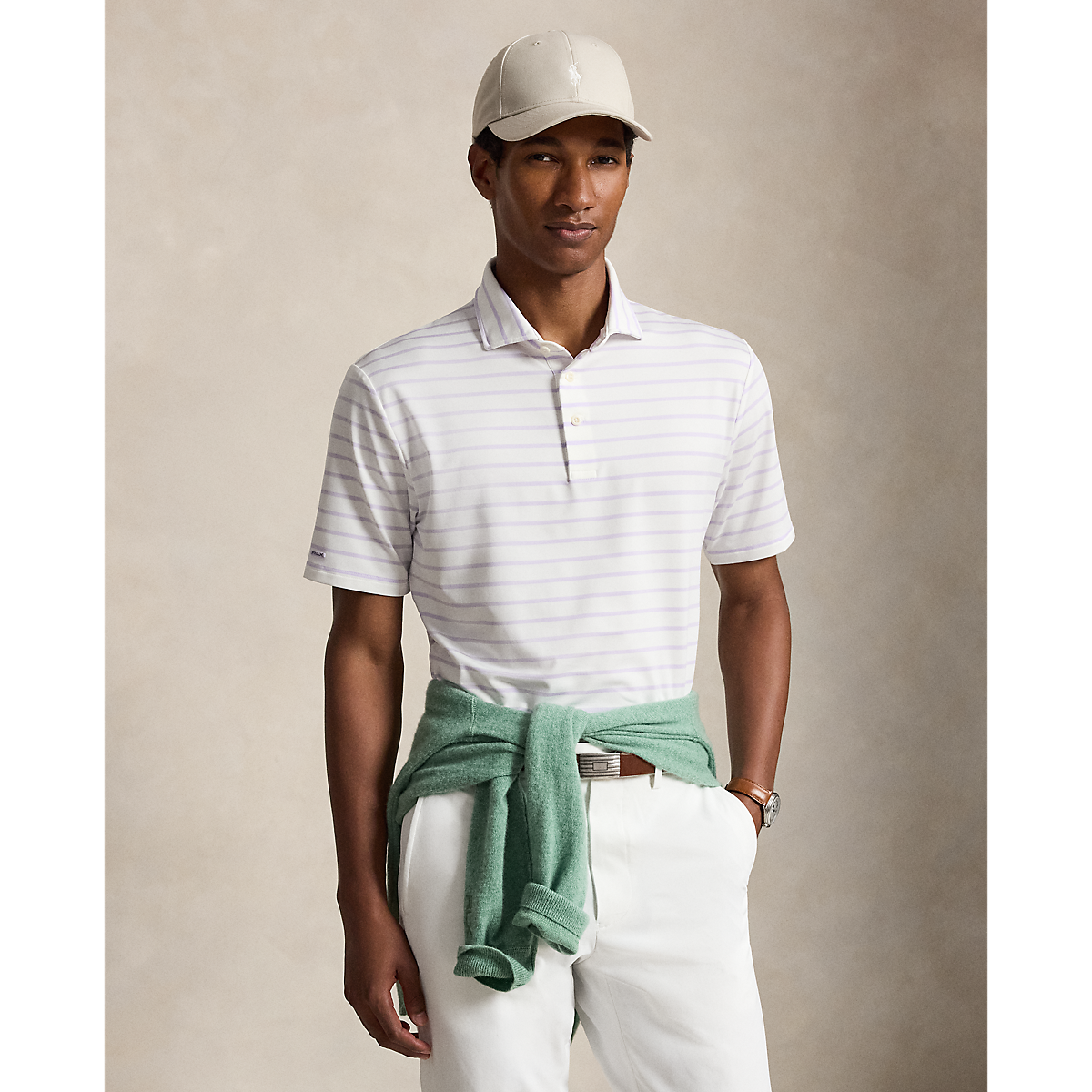 Short-Sleeve Lightweight Airflow Jersey Polo - Ceramic Stripe