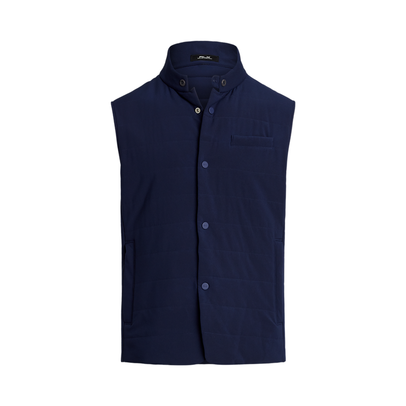Men's Sleeveless Tech Stretch Snap Button Mock Neck Vest