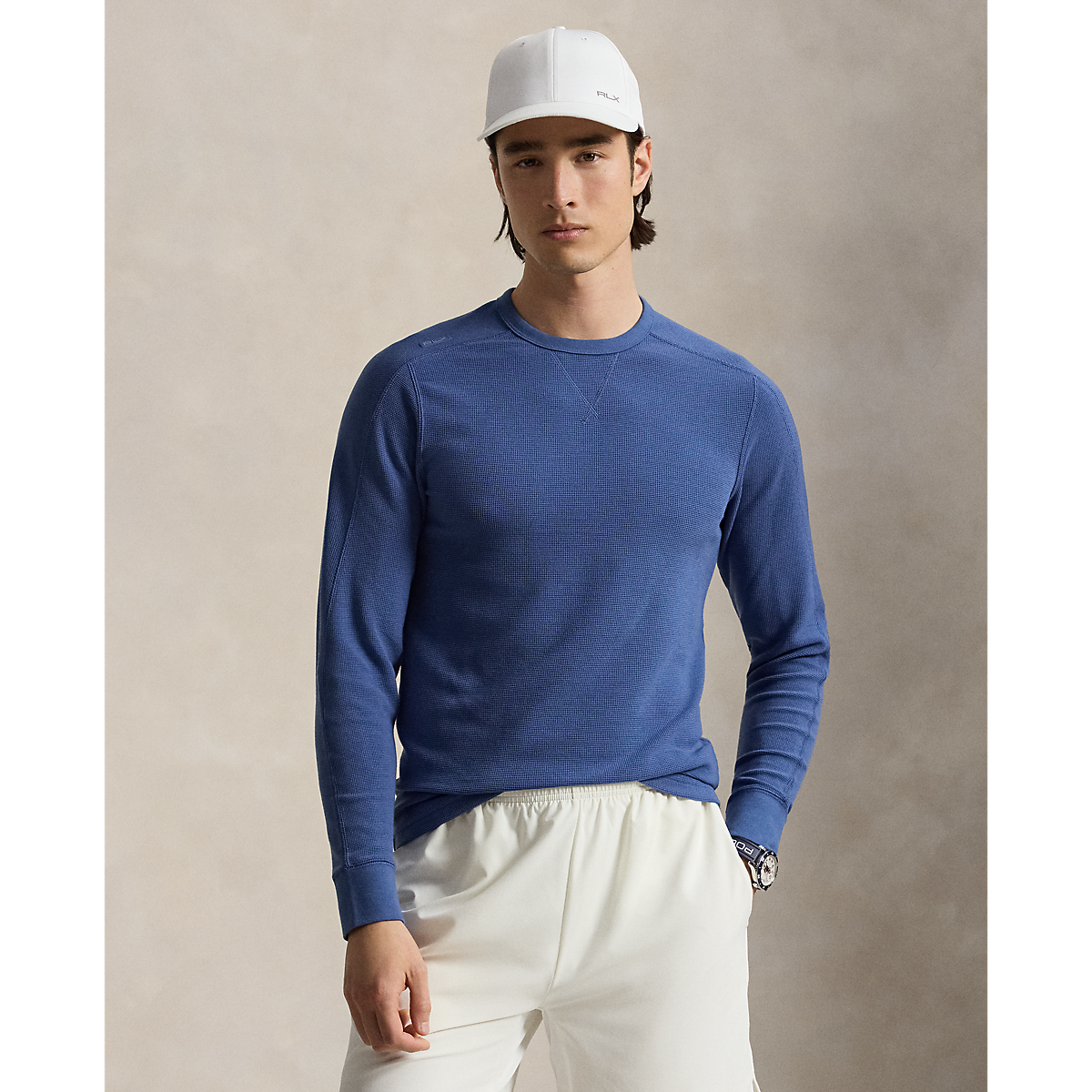 Long-Sleeve Tech Waffle Crewneck T-Shirt