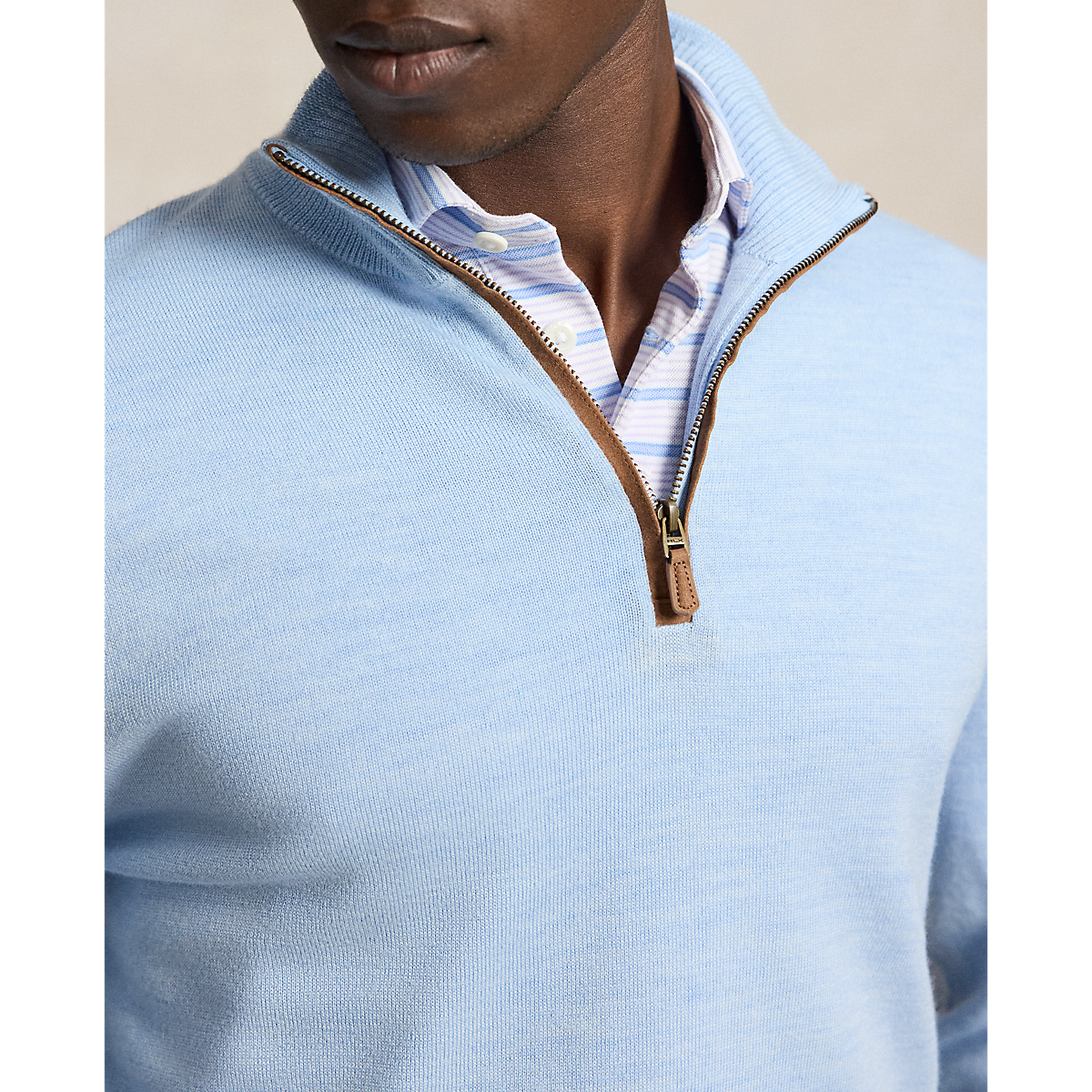 Long-Sleeve Merino Wool Mock Neck 1/4 Zip Pullover Sweater