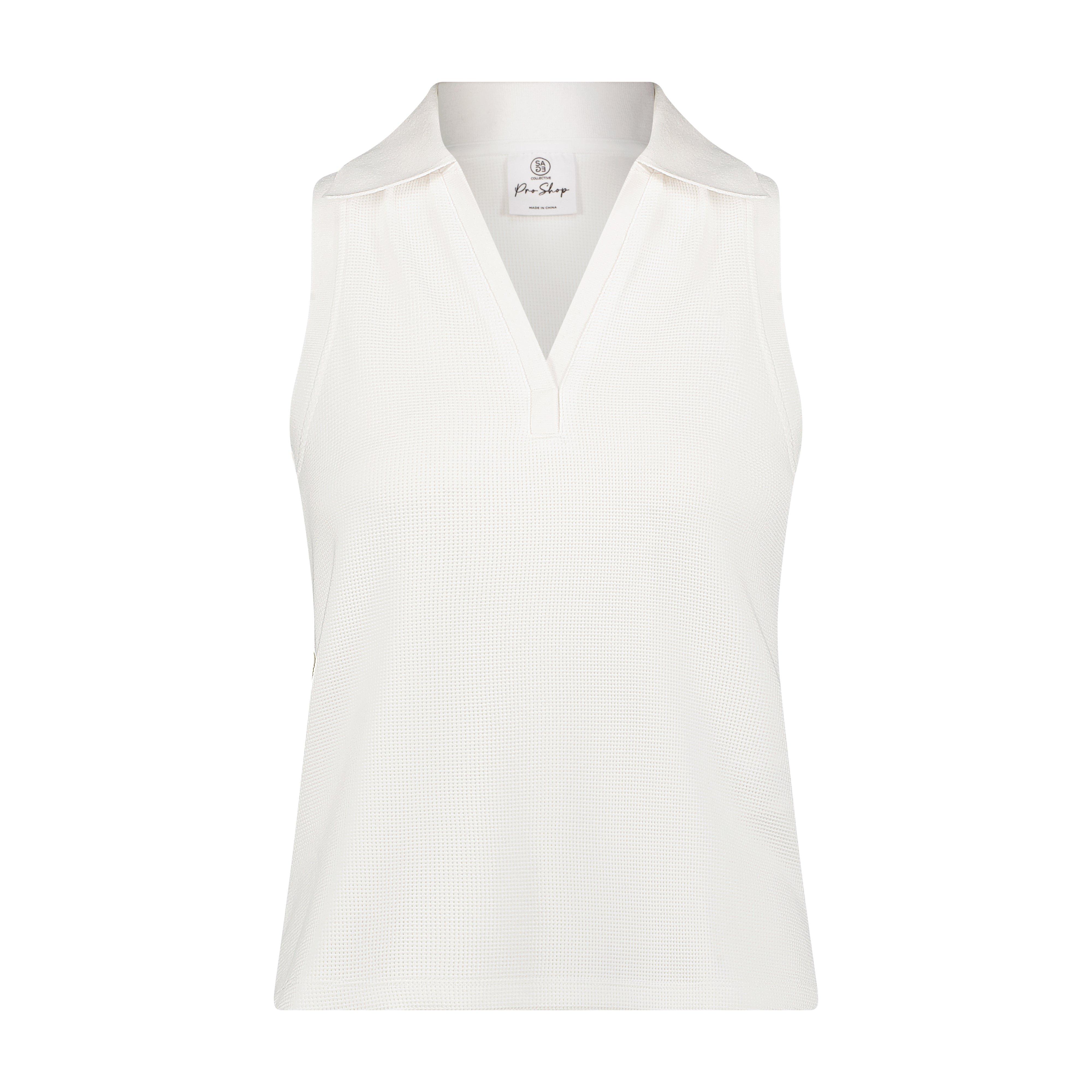 Women's Waffle Sleeveless Polo