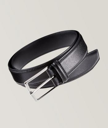 Patent Leather Dress Belt with Sheild Buckle - Black/Black