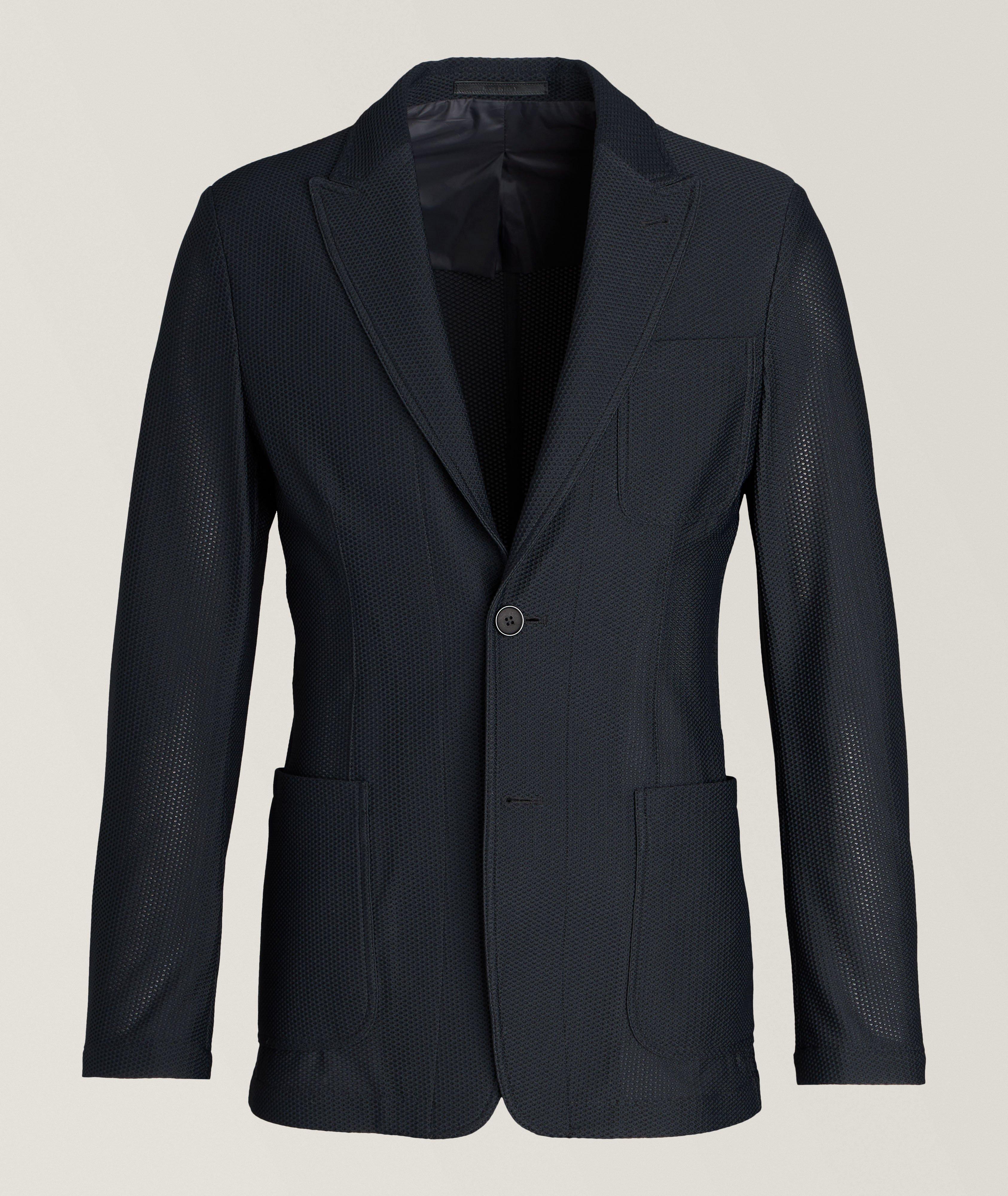 Giorgio Armani Veston En Tricot Extensible, Collection Icon En Bleu , Taille Homme 50