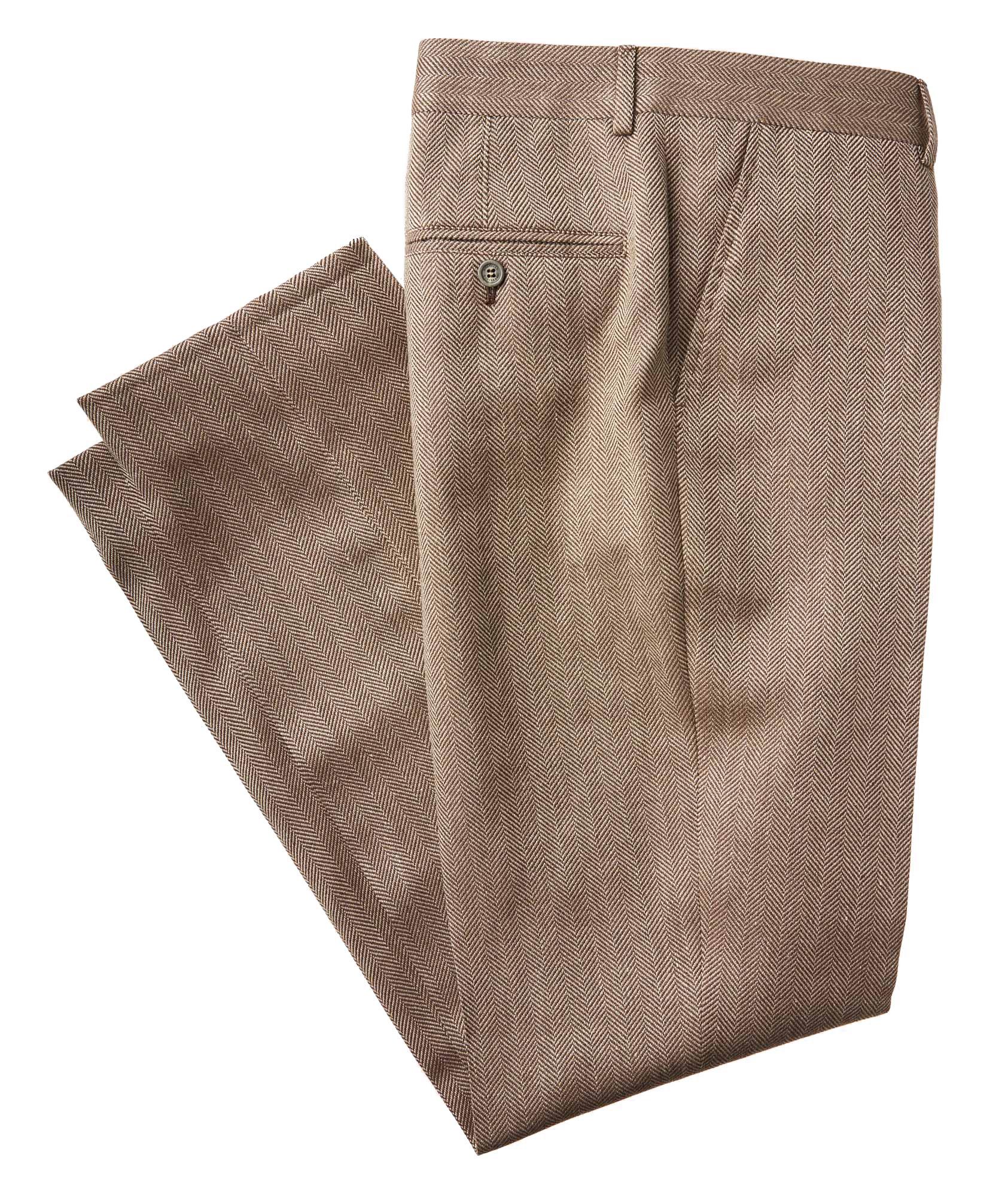 Harry Rosen Herringbone Wool, Linen, and Silk Dress Pants. 1
