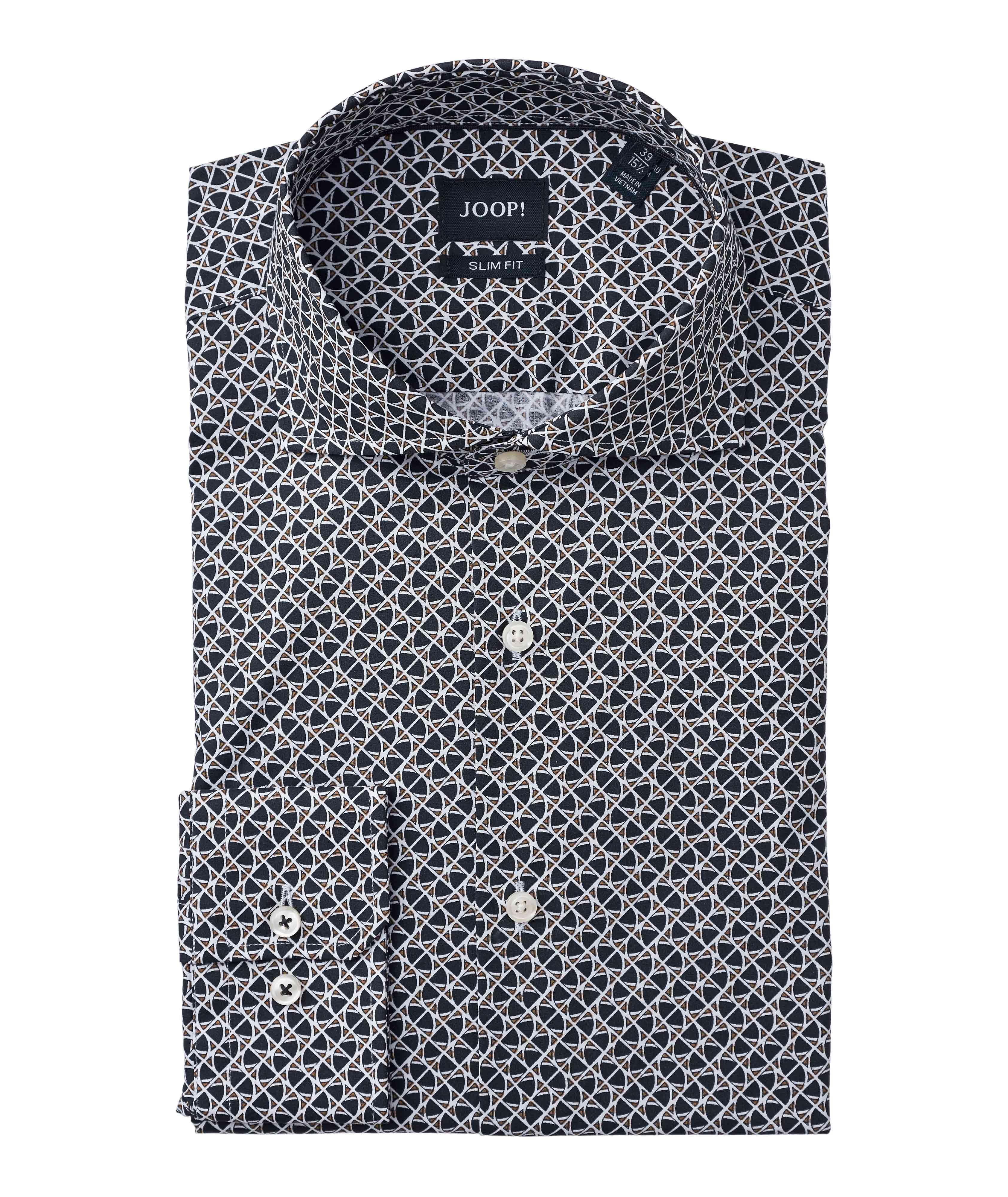 Slim Fit Geometric-Printed Dress Shirt image 0