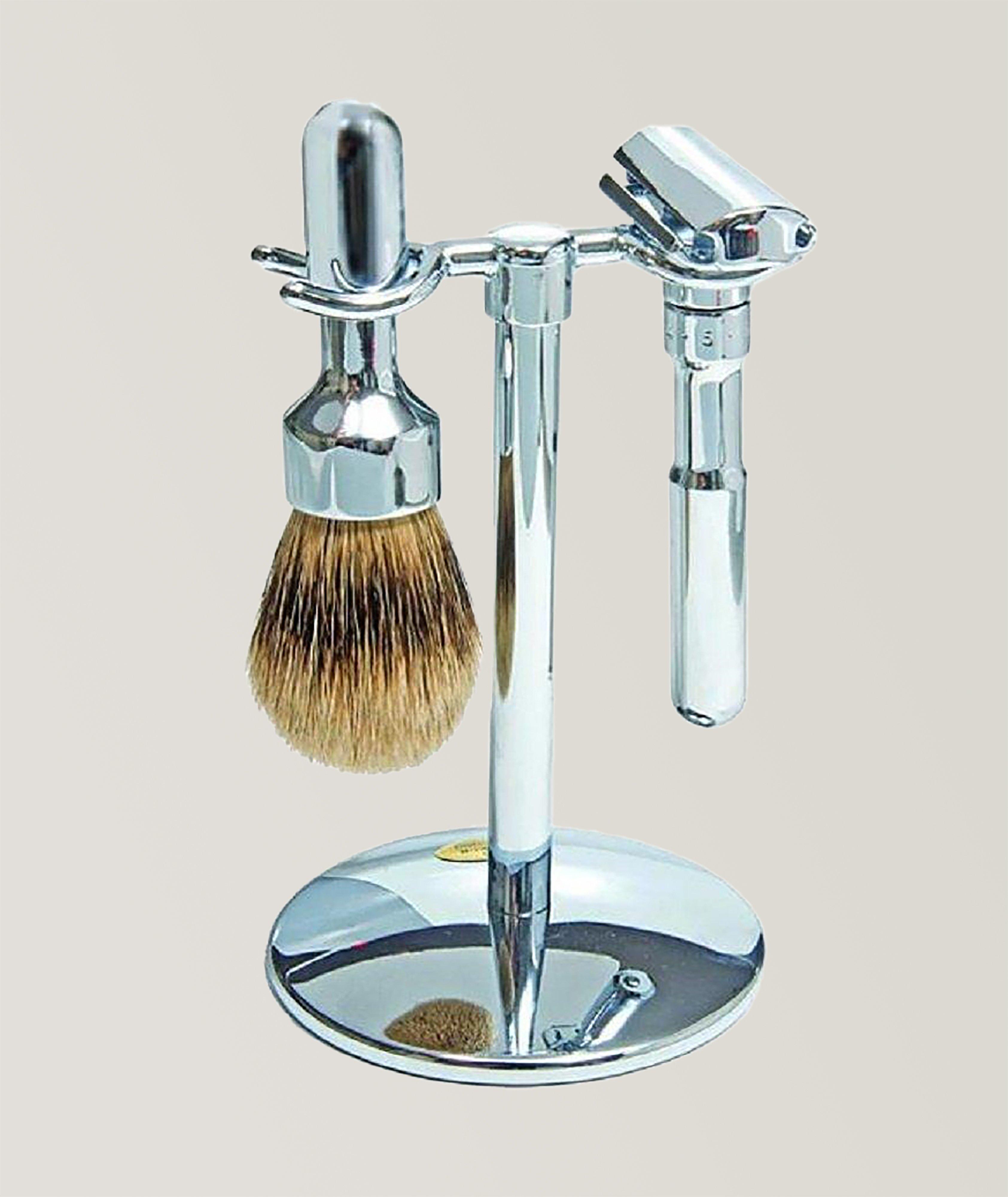 3pc Double Edge Safety Razor Shaving Set, Chrome-Plated