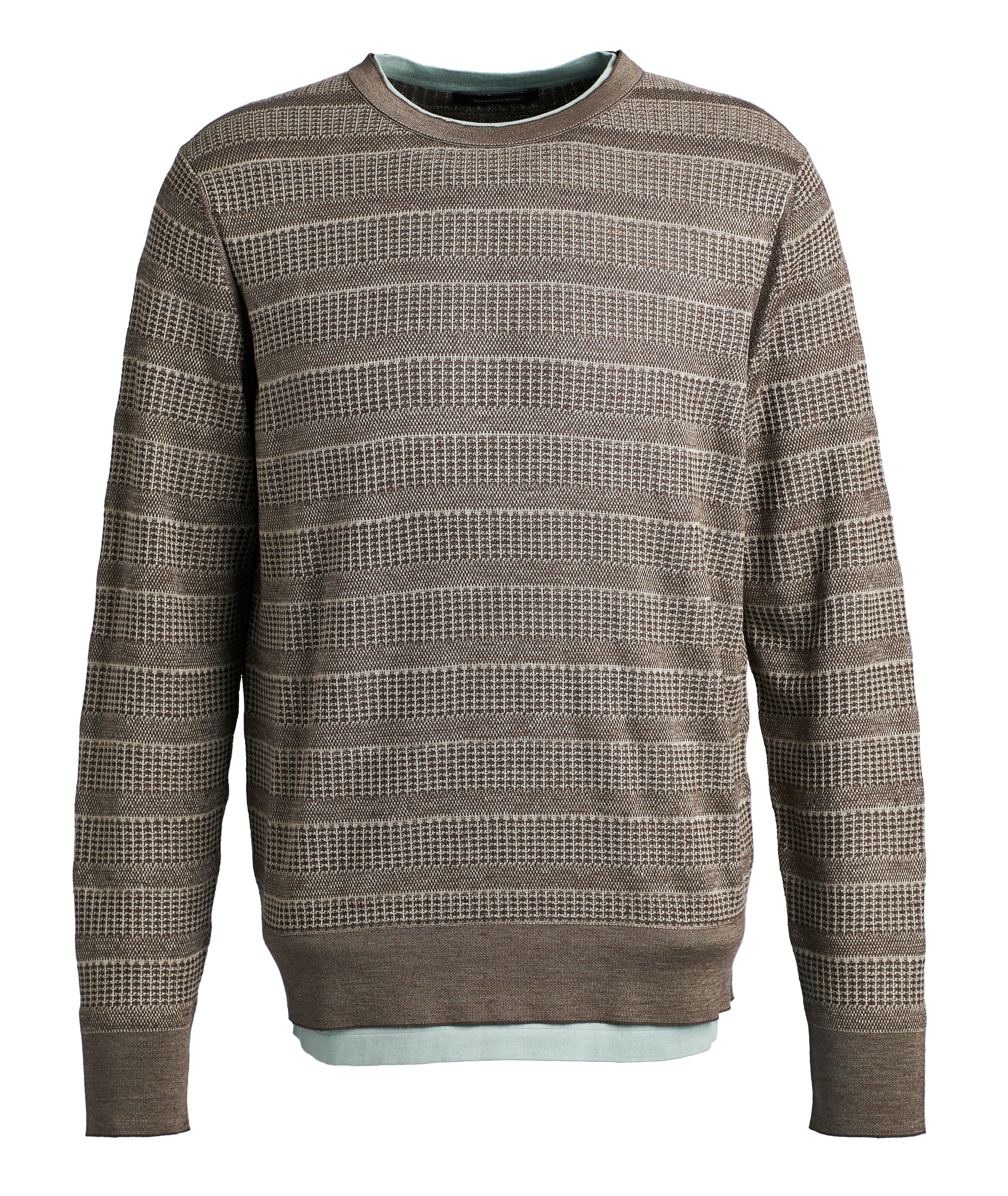 Ermenegildo Zegna Pull en jacquard rayé de soie, coton et lin