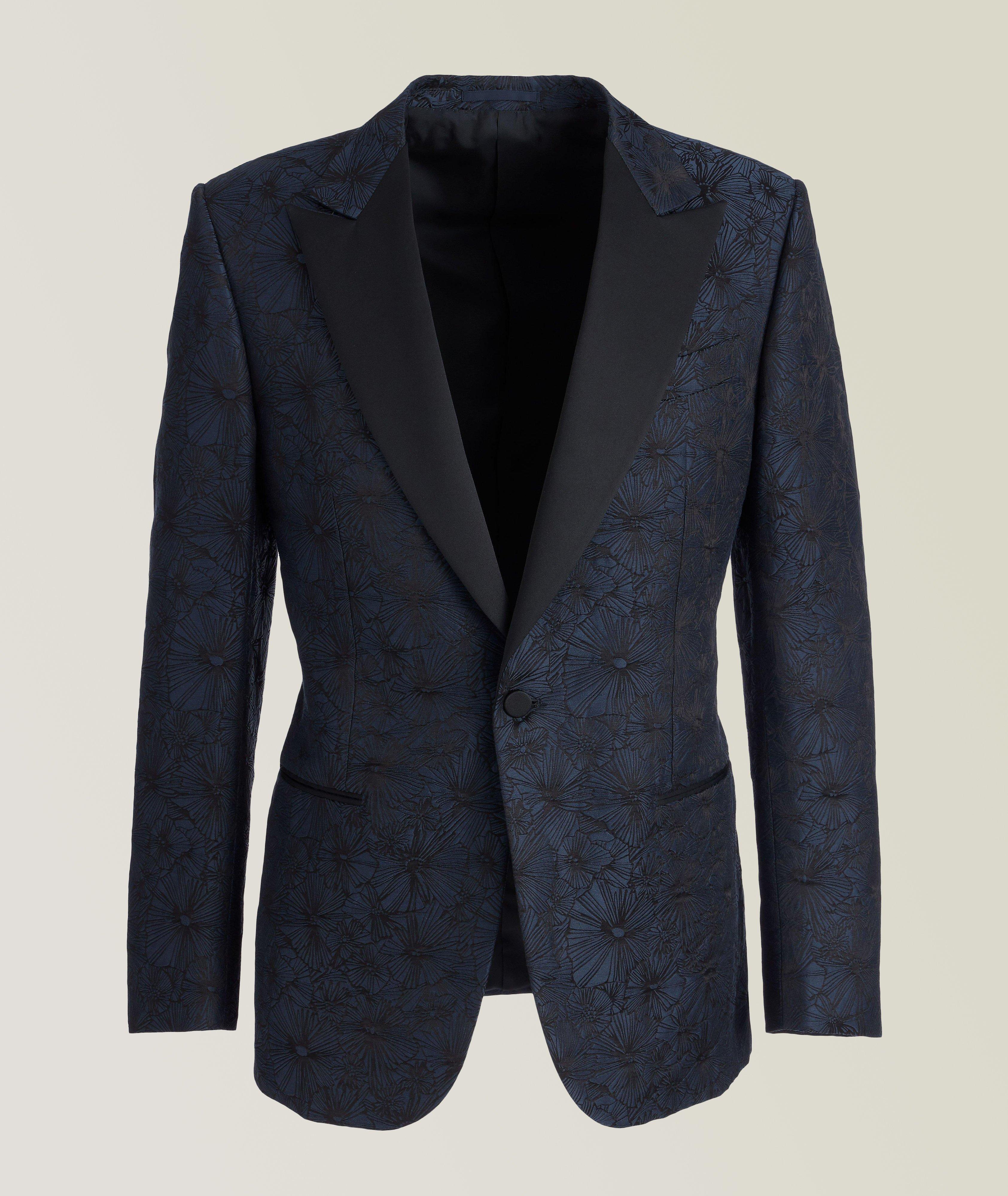 Zegna Veston De Soirée Venezia En Lin Et Soie À Motif Floral En Bleu , Taille Homme 40