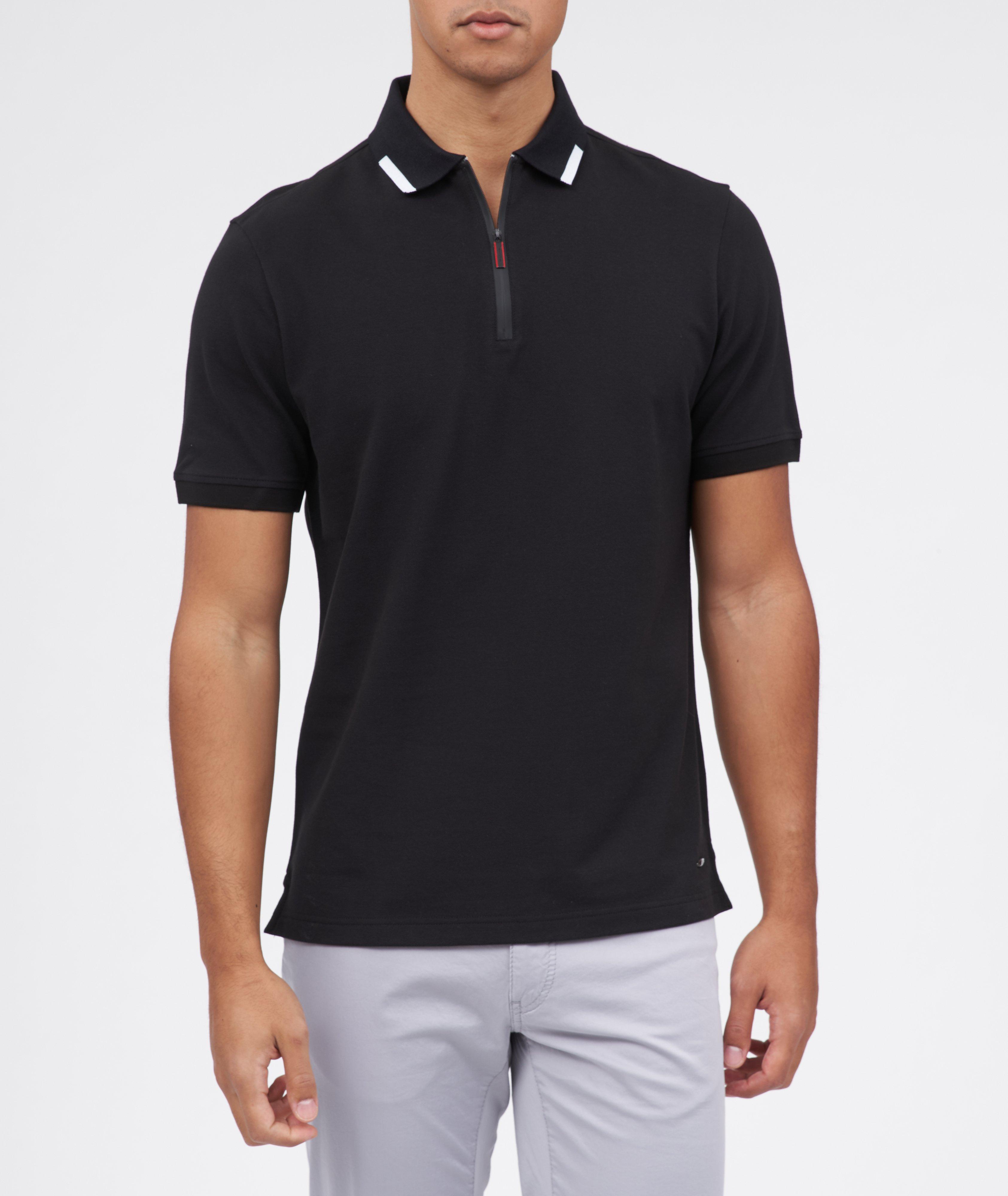 Brax Polo Percy En Tissu Piqué À Manches Courtes En Noir , Taille Homme Petit