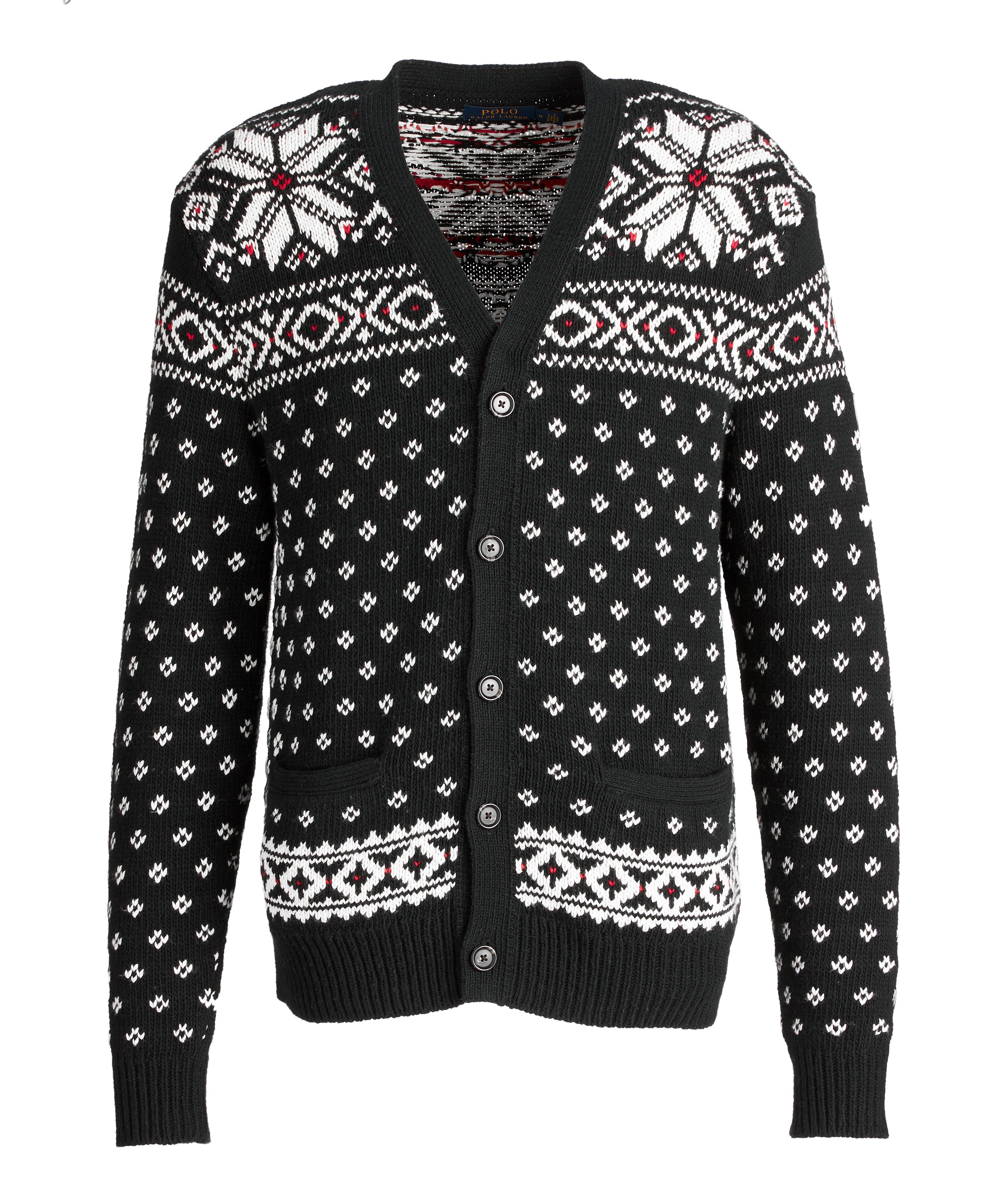 Cardigan en coton et cachemire à motif de flocons de neige image 0