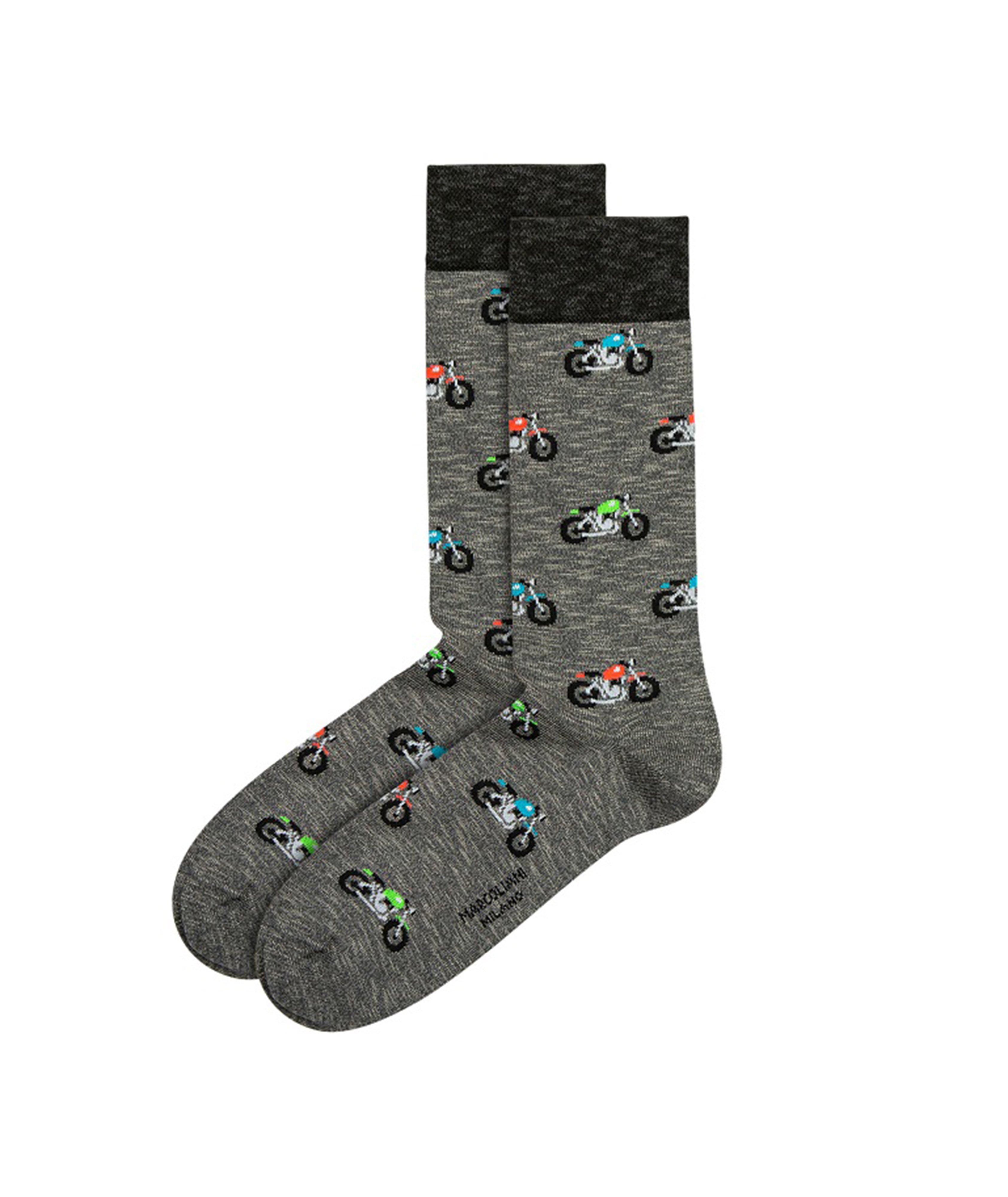 Motorbike-Printed Cotton-Blend Socks image 0