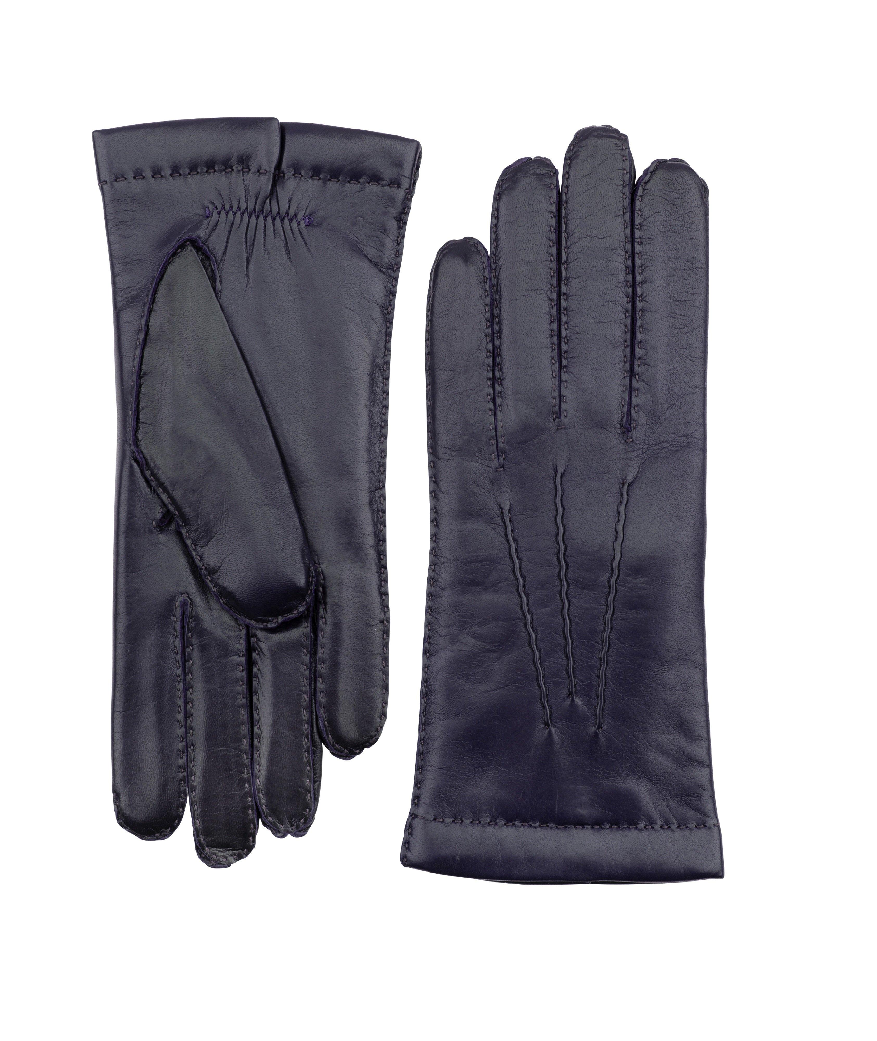 Gants en cuir de mouton poilu et cachemire image 0