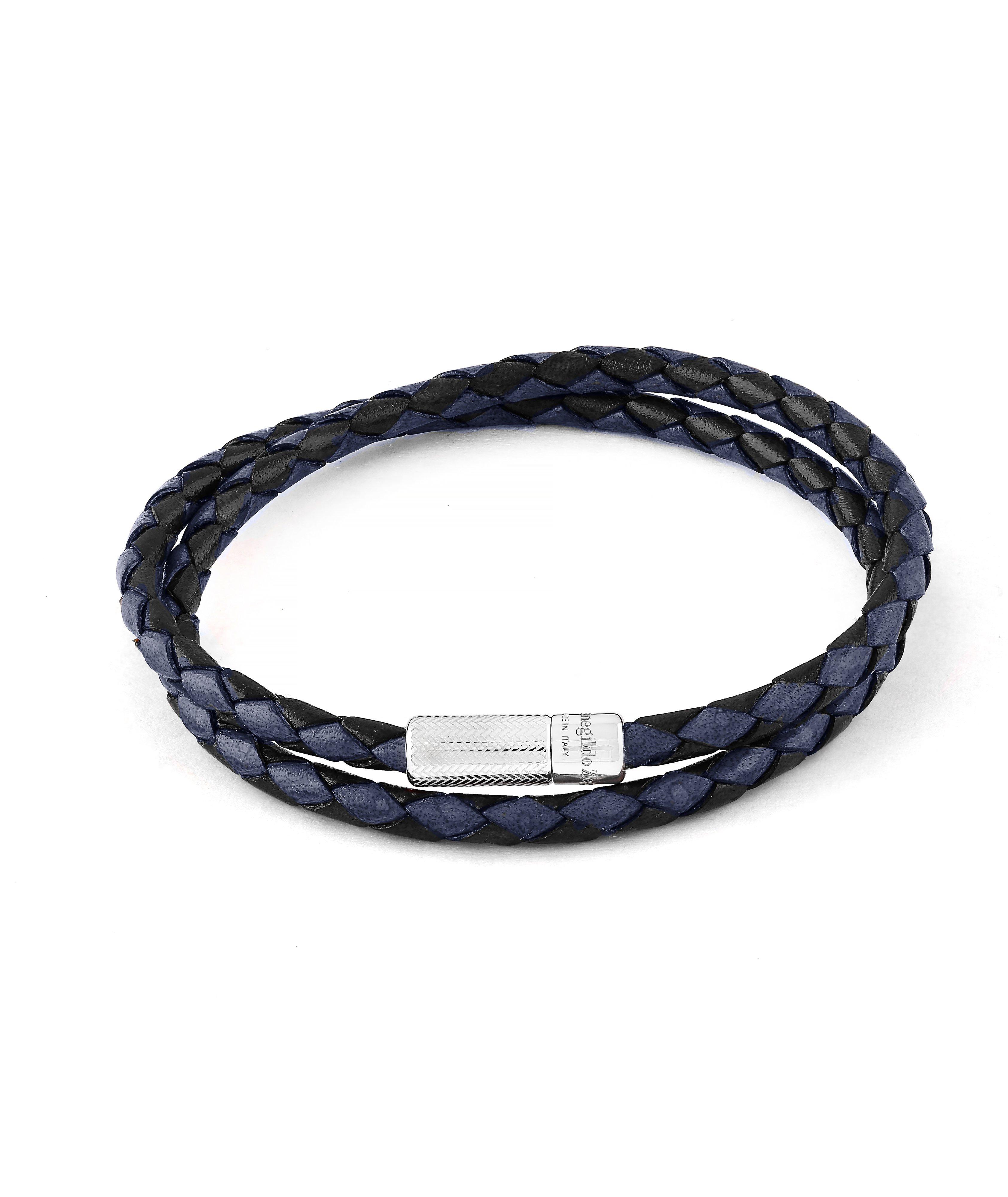 Ermenegildo Zegna Men's Double Wrap Leather Bracelet