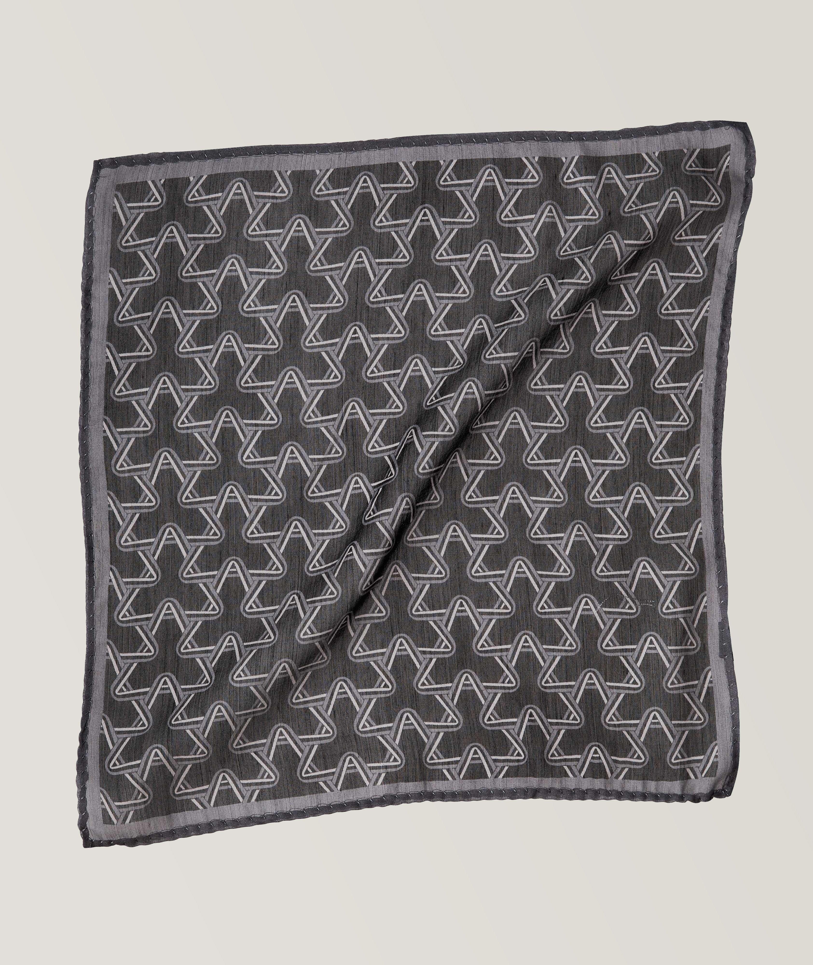Geometric Silk-Wool Pocket Square