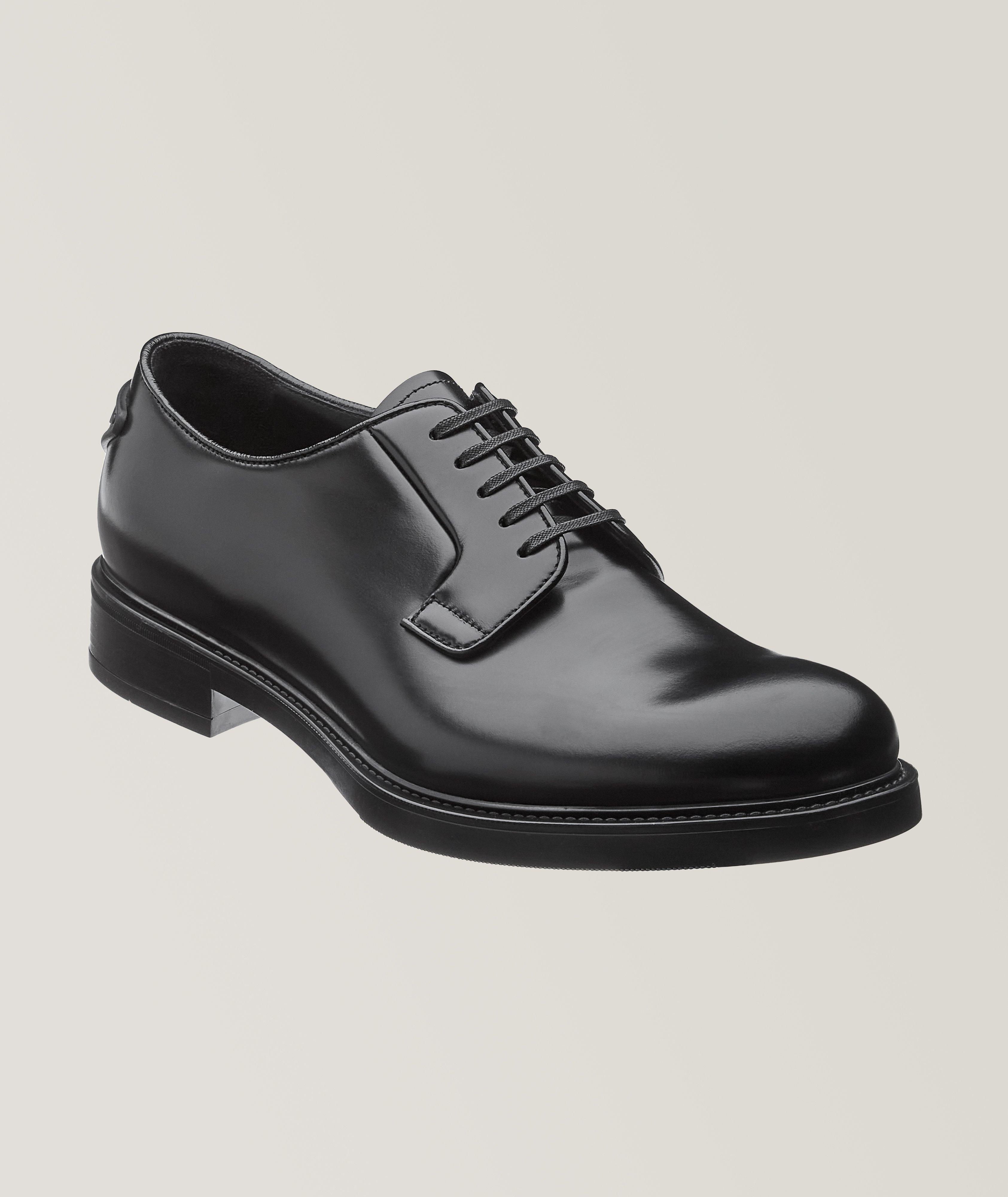 Prada Chaussure Lacée En Cuir Brossé En Noir , Taille Homme 10.5