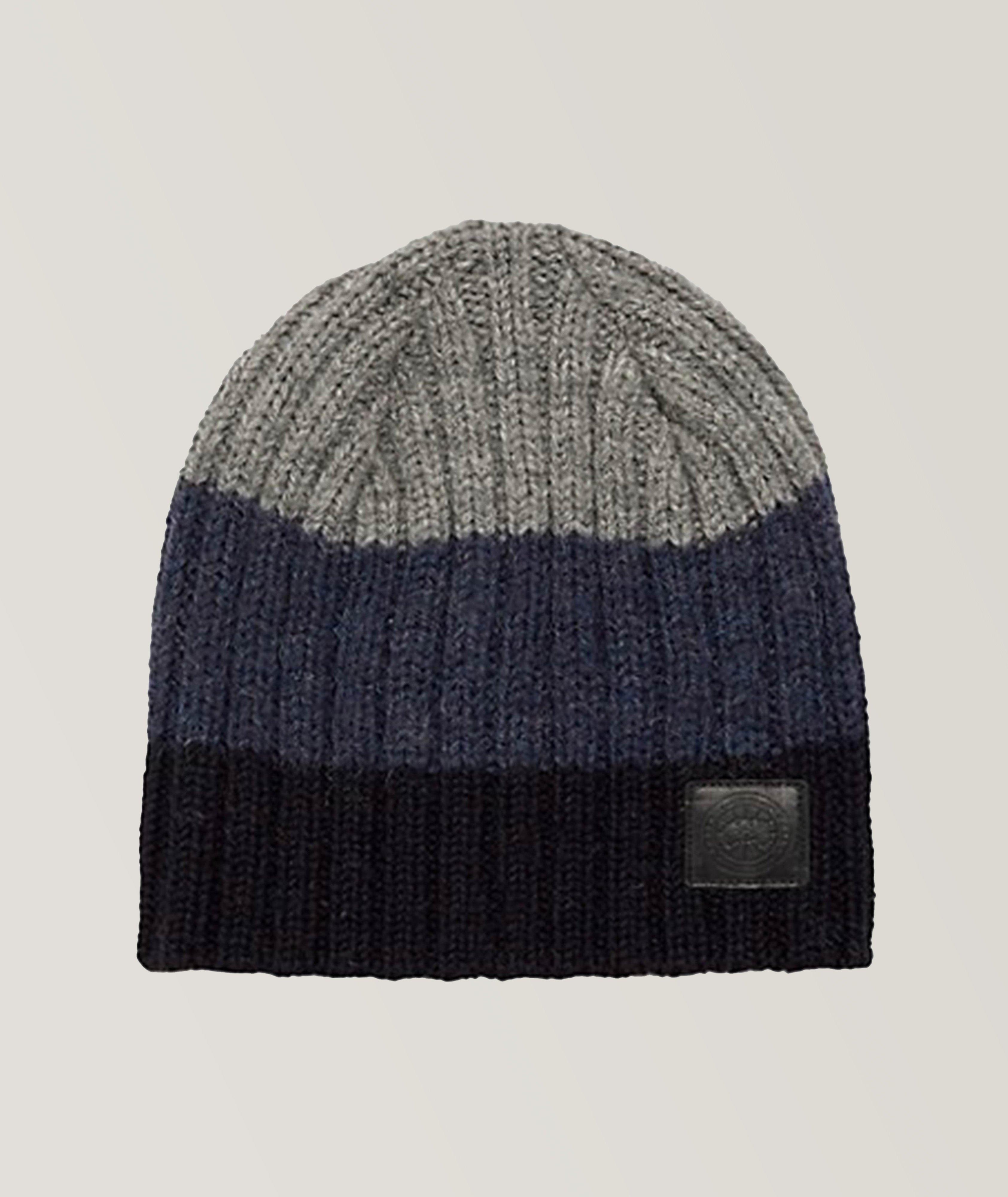 Ribbed Block Slouch Wool Beanie