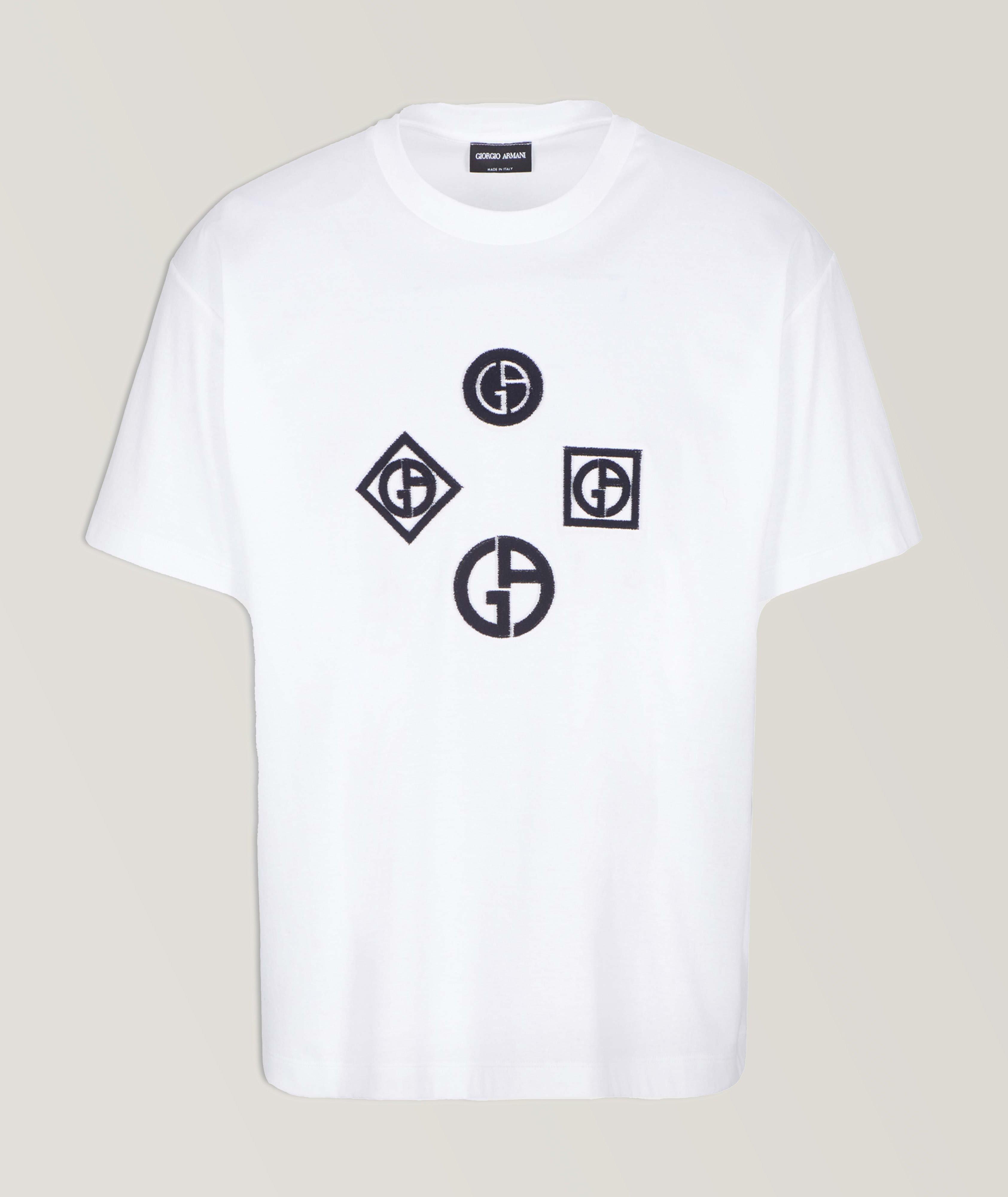 Giorgio Armani T-Shirt En Coton Avec Logos En Blanc , Taille Homme 48