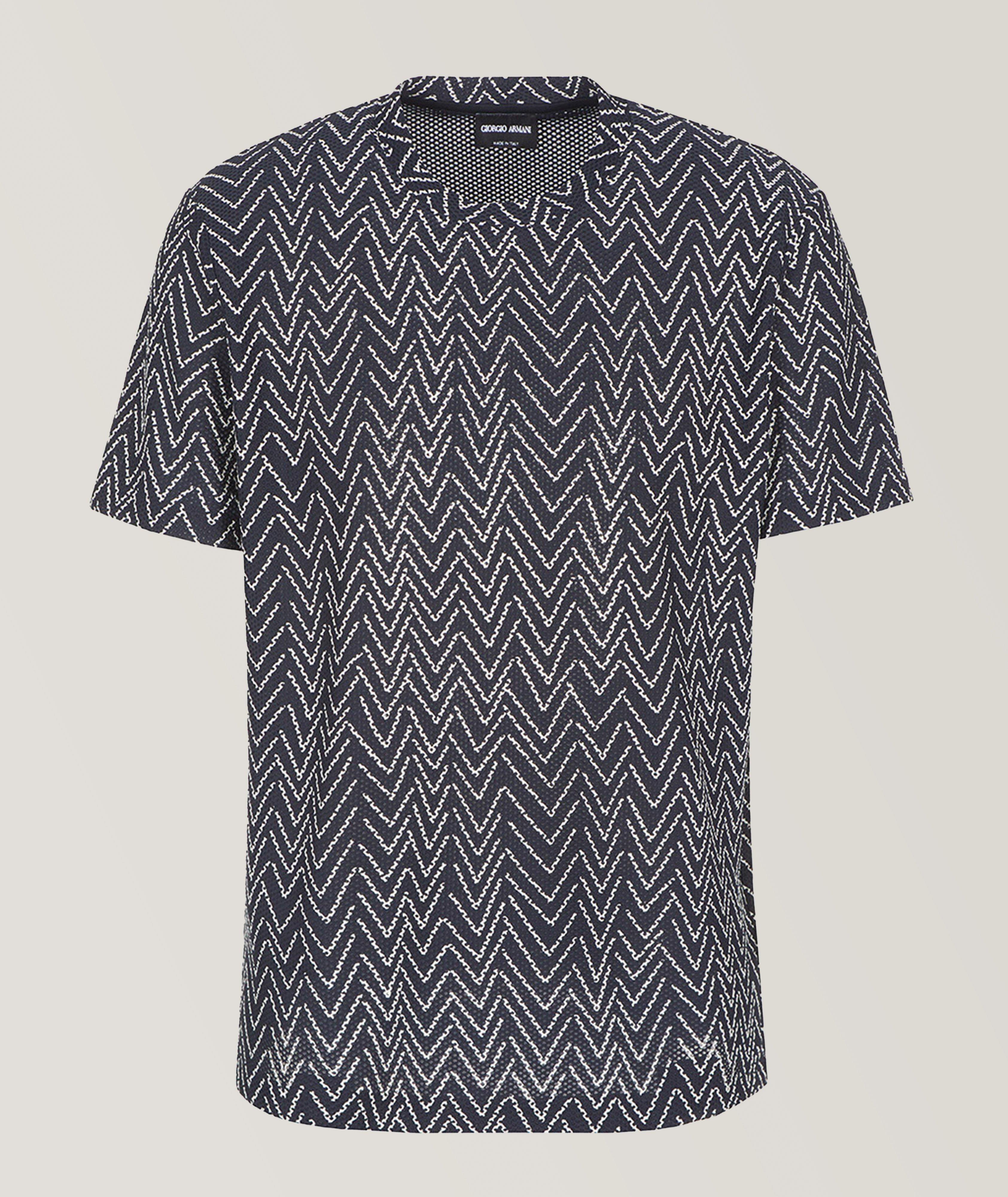 Giorgio Armani T-Shirt En Tissu À Mailles À Motif De Chevrons En Bleu , Taille Homme 58