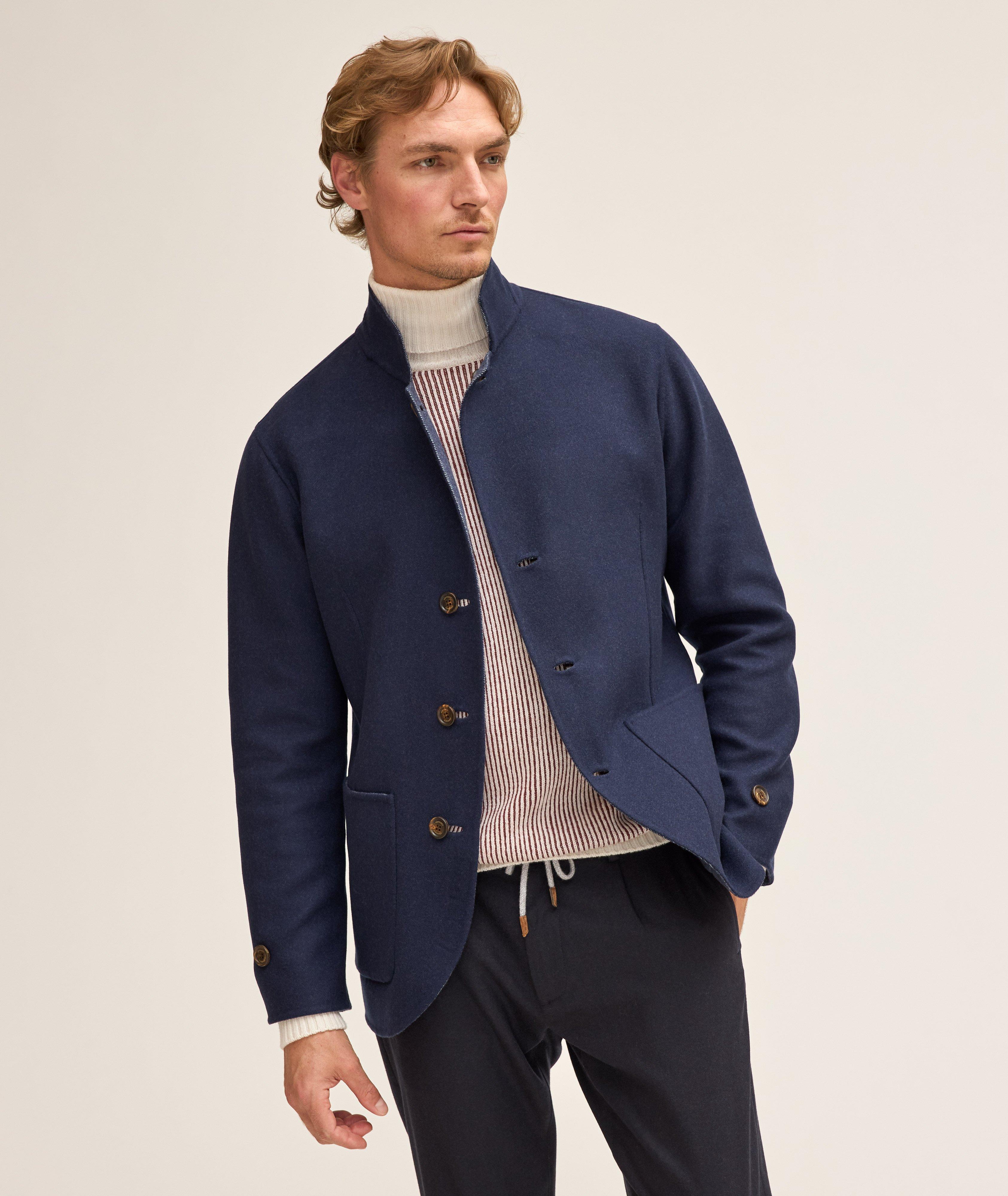 Eleventy Wool Herringbone Reversible Soft Jacket | Coats | Final Cut
