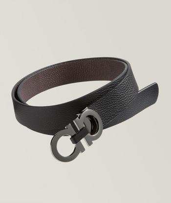 Double Gancini Reversible Leather Belt