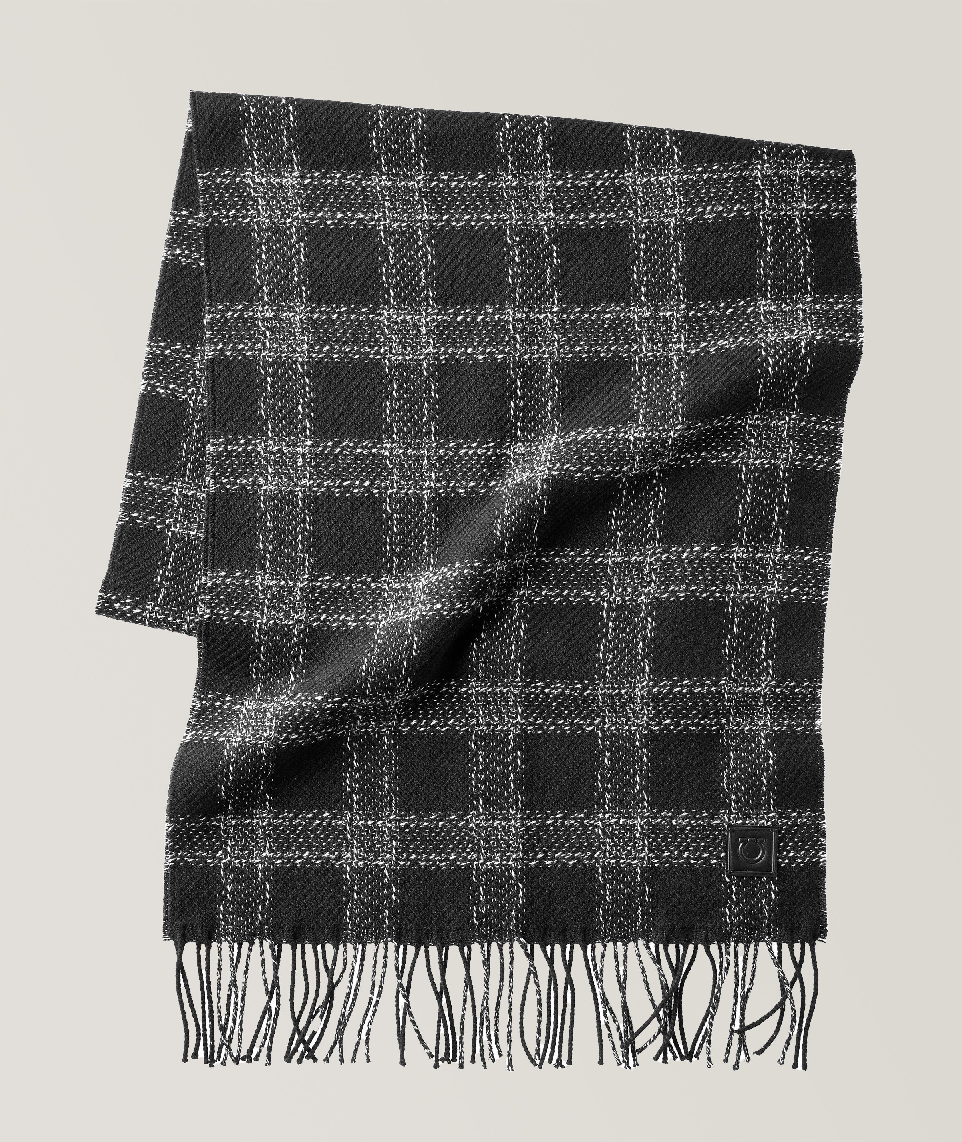 Écharpe en soie et cachemire à motif quadrillé image 0