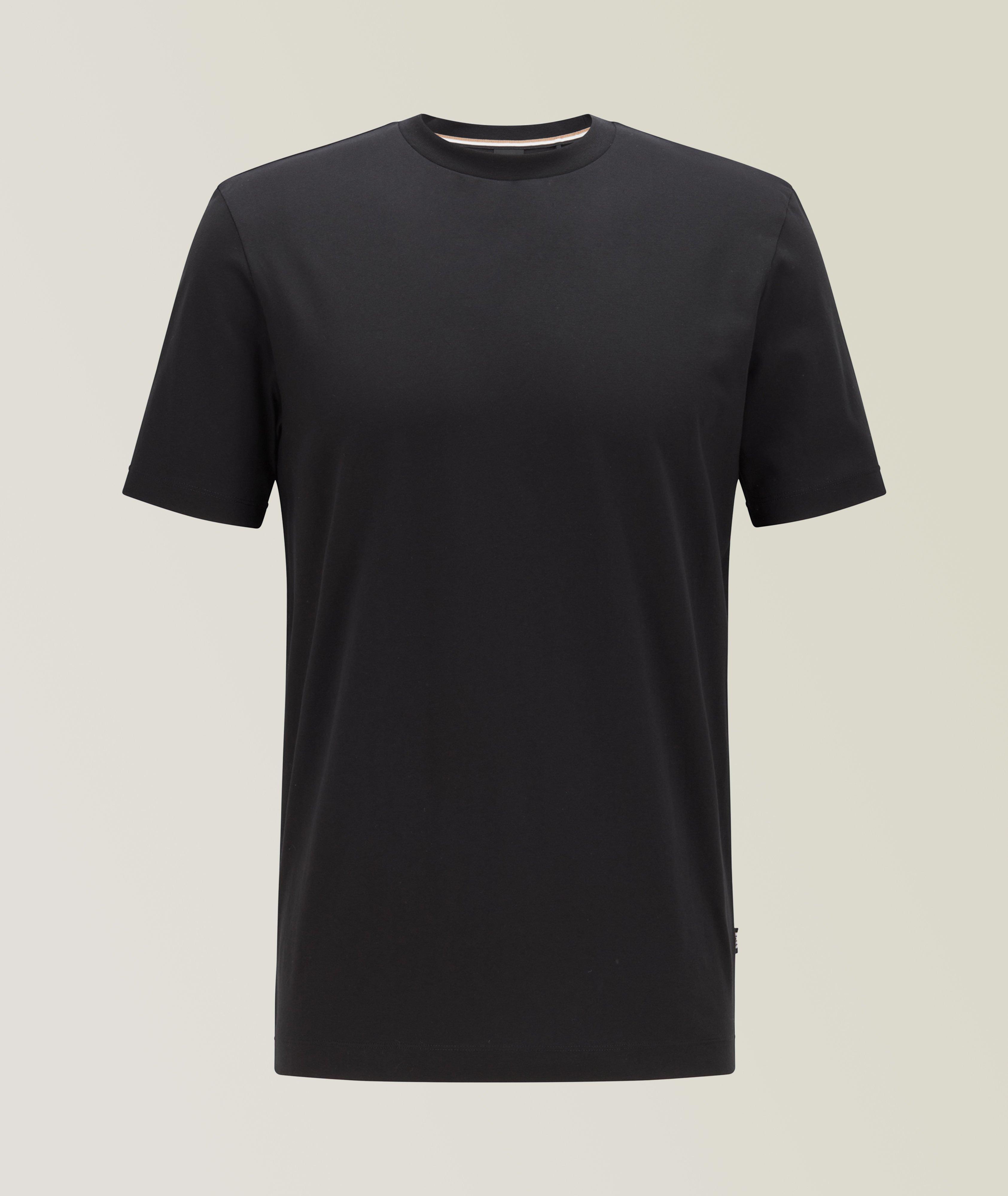 BOSS T-Shirt En Jersey De Coton À Encolure Ronde En Noir , Taille Homme Petit