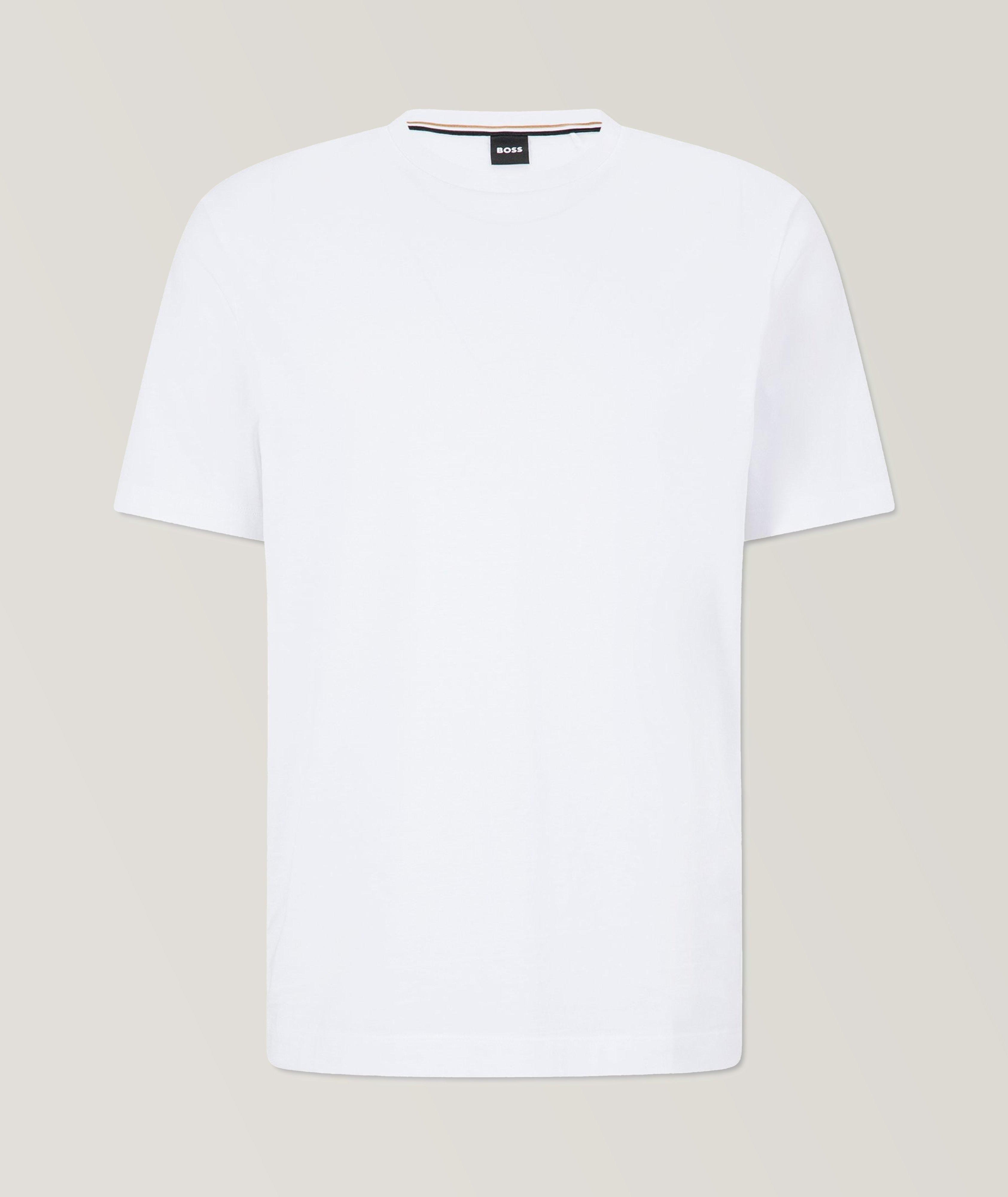 BOSS T-Shirt En Jersey De Coton À Encolure Ronde En Blanc , Taille Homme TG