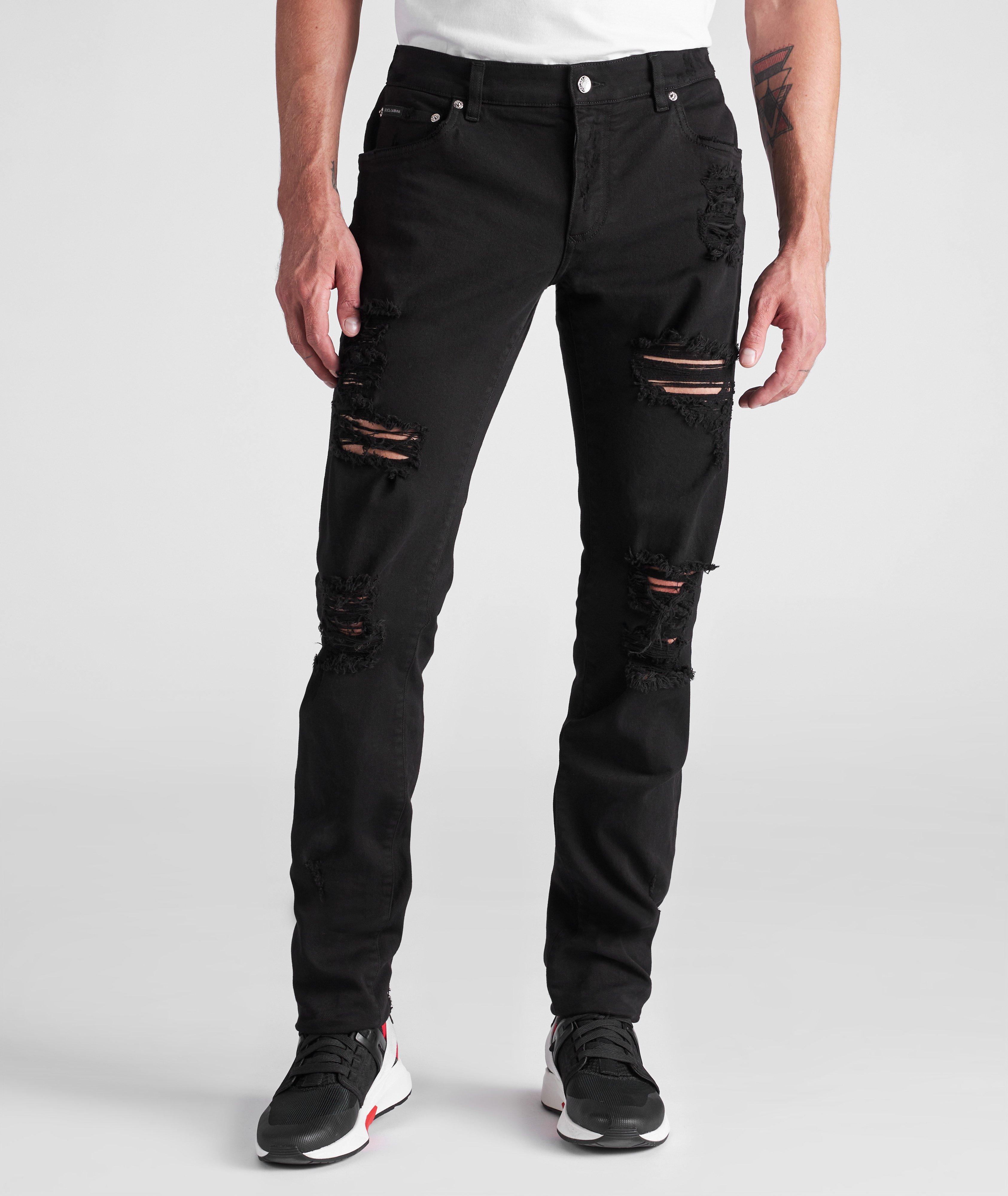 Dolce & Gabbana Slim-Fit Ripped Stretch-Cotton Jeans | Jeans | Final Cut