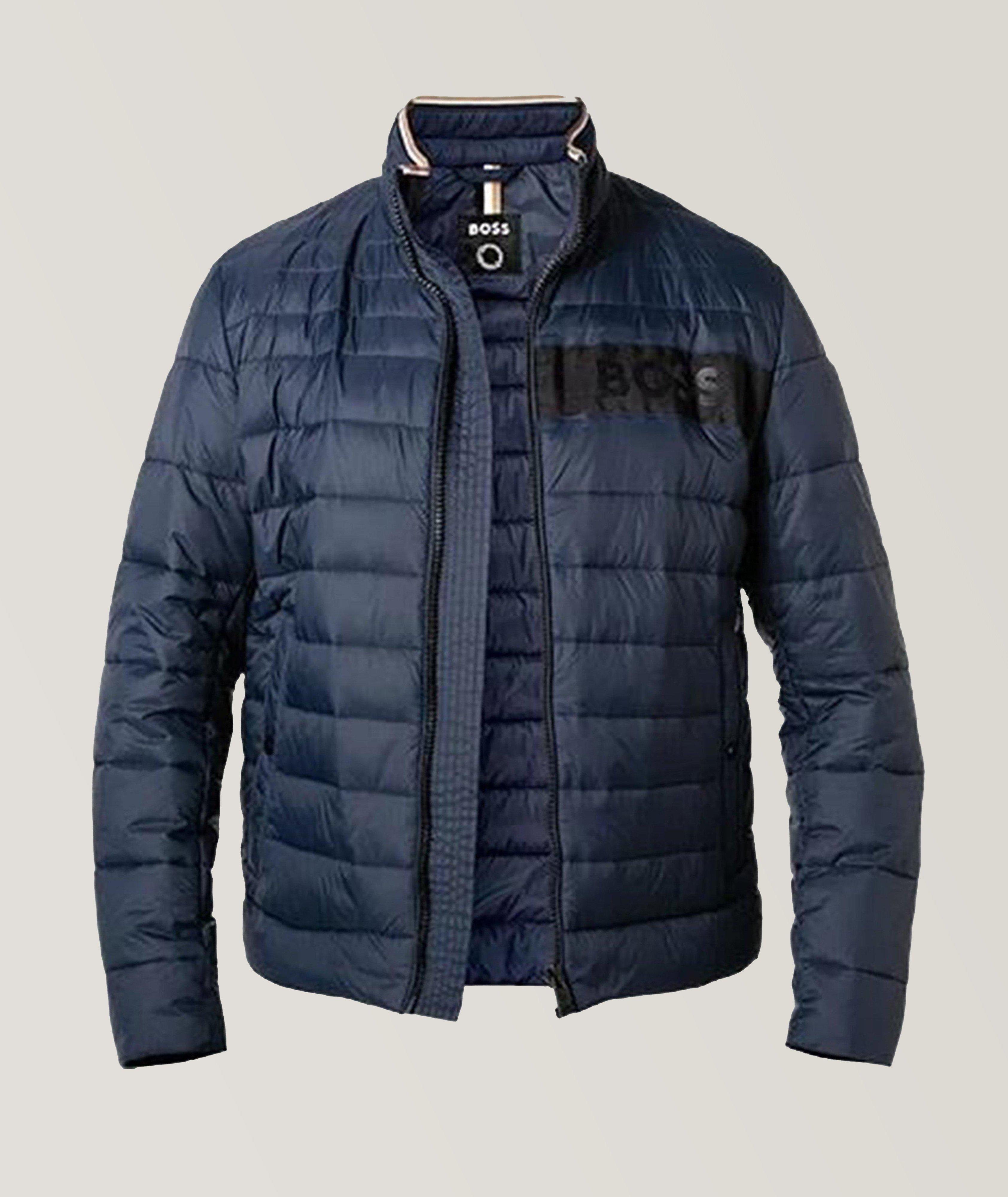 BOSS Blouson Matelassé Résistant À L’Eau Avec Ruban De Marque En Bleu , Taille Homme 46