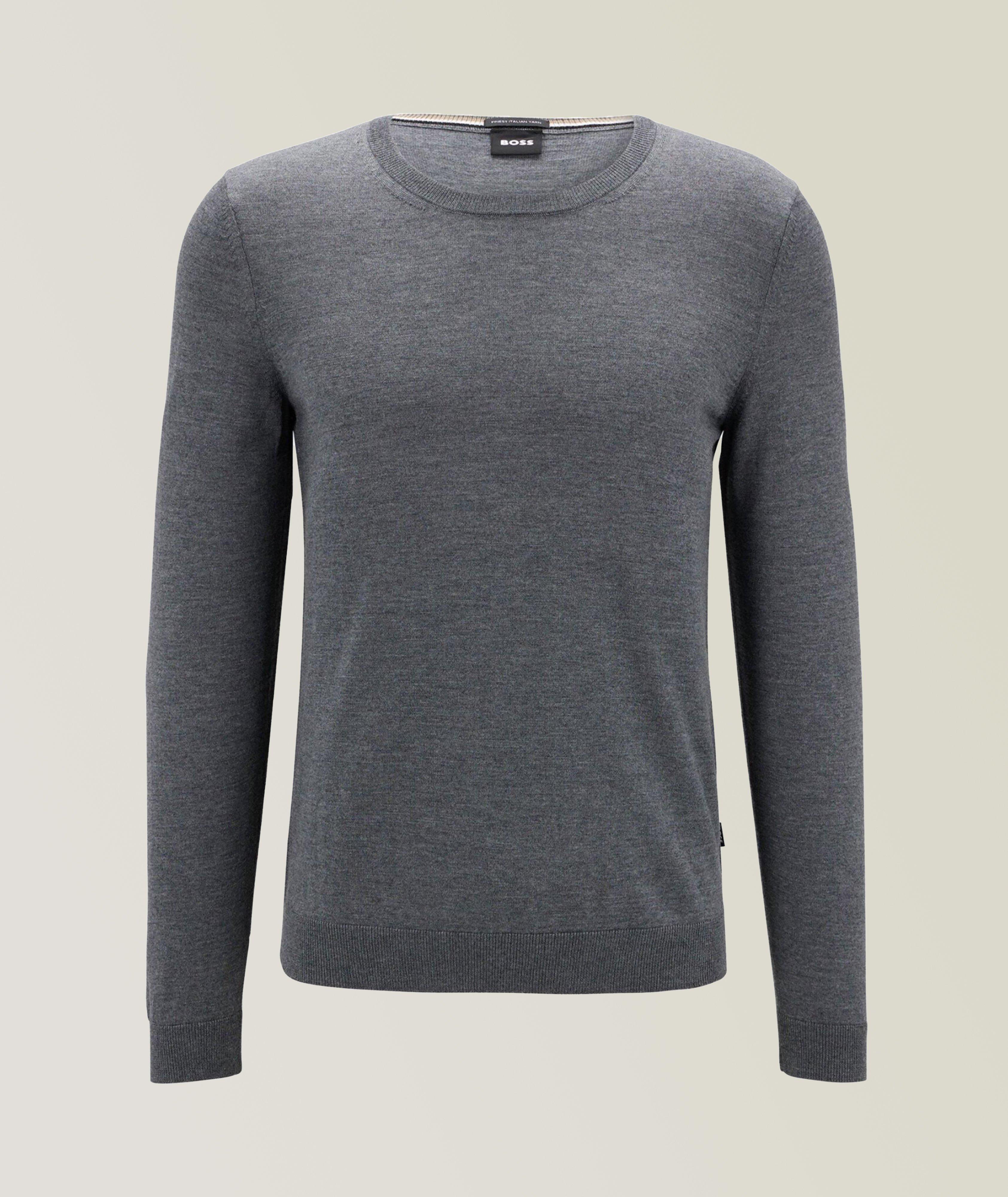 BOSS Pull En Laine Vierge De Coupe Amincie En Gris , Taille Homme TG