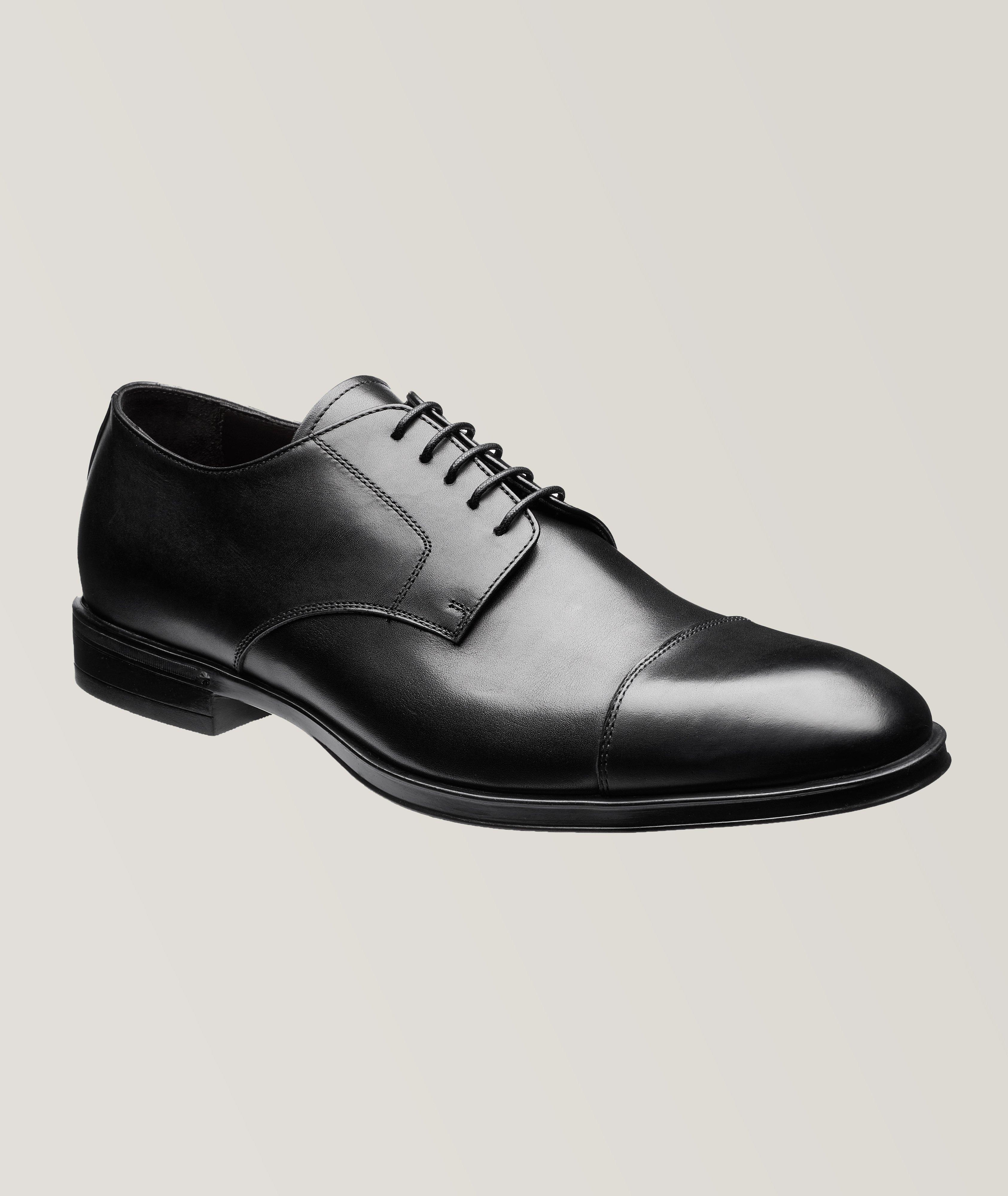 Canali Chaussure Lacée En Cuir De Veau À Bout Rapporté En Noir , Taille Homme 43.5