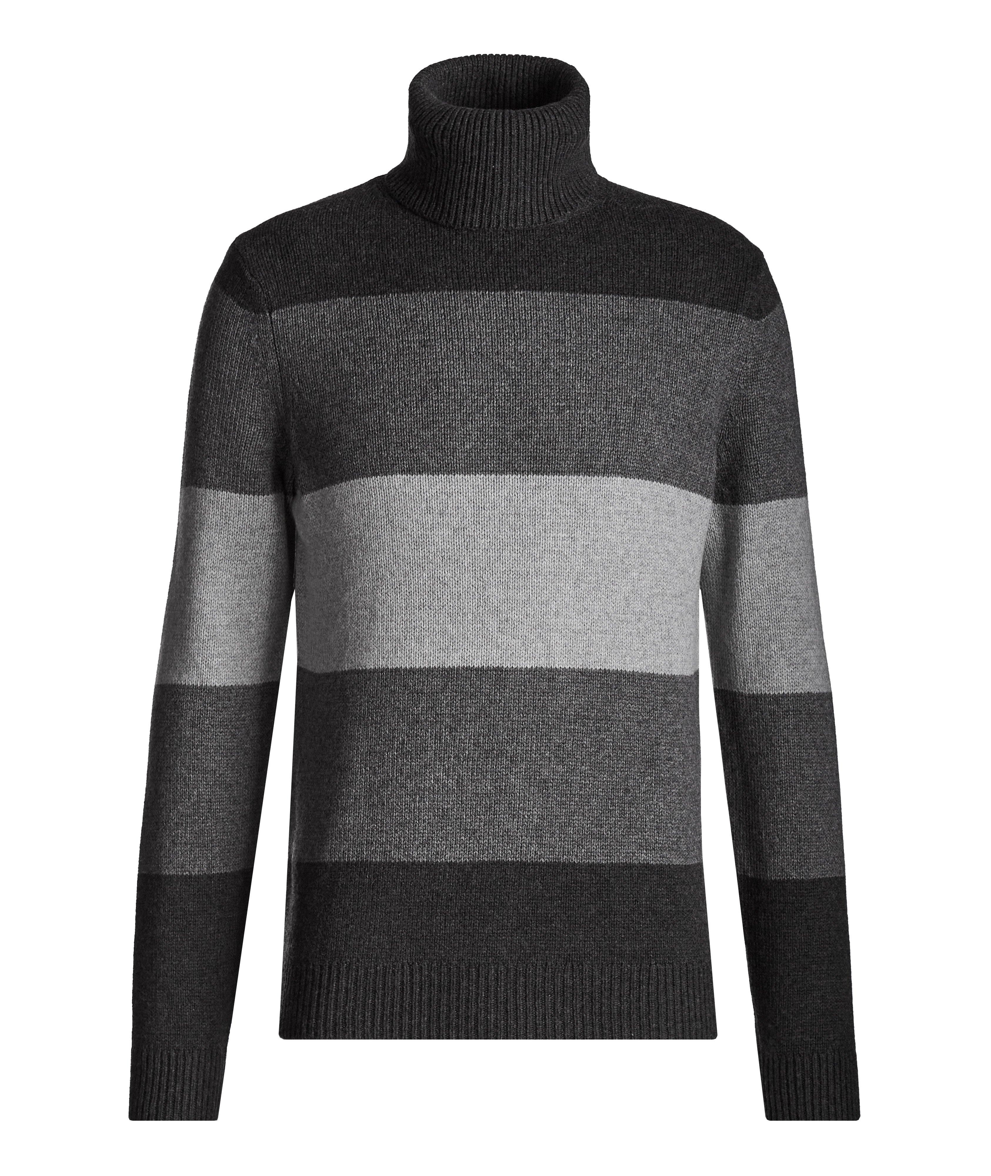 Michael Kors Merino Wool-Cotton Stripe Knit Turtleneck | Sweaters ...