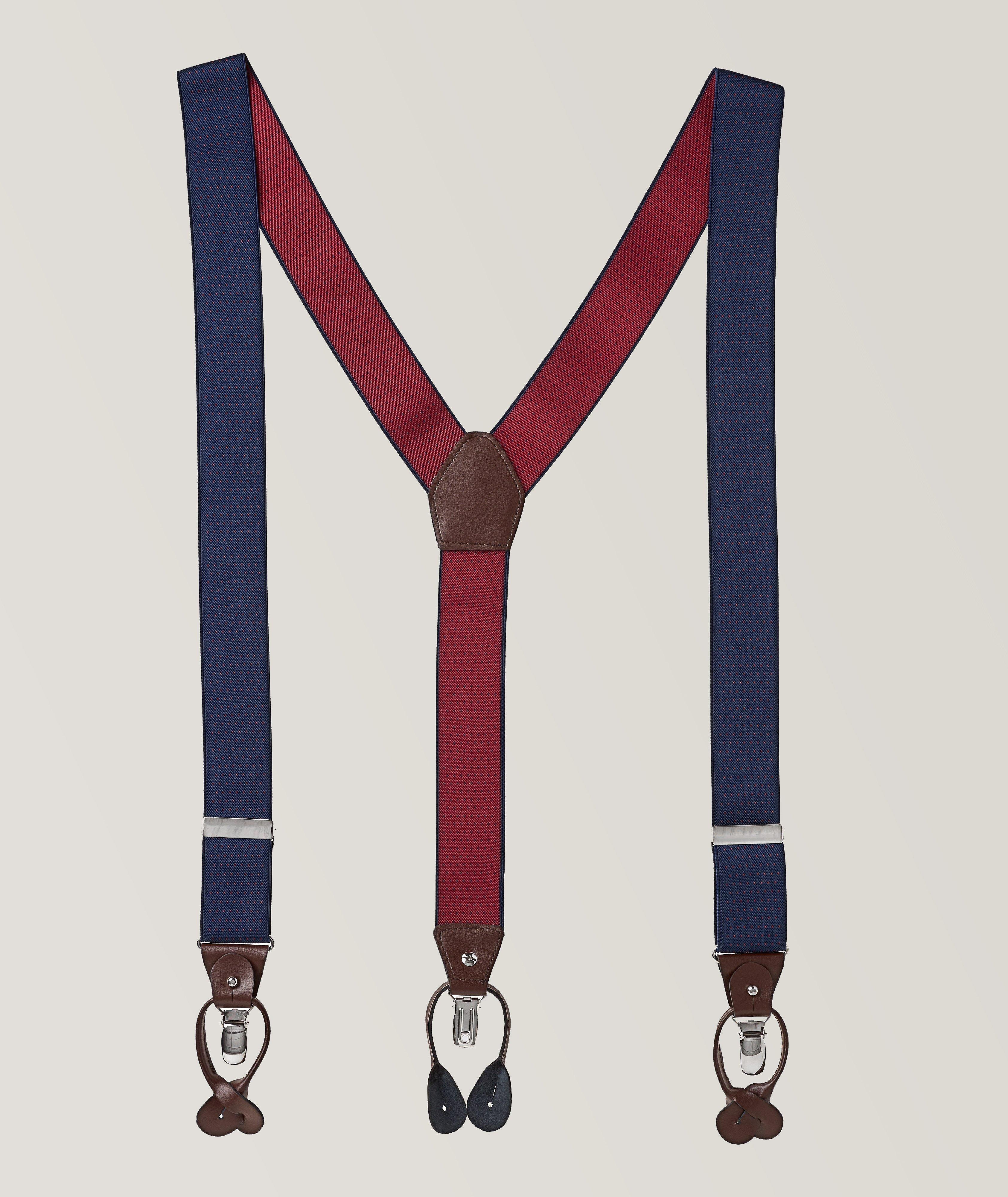 Pin Dot Leather Suspenders