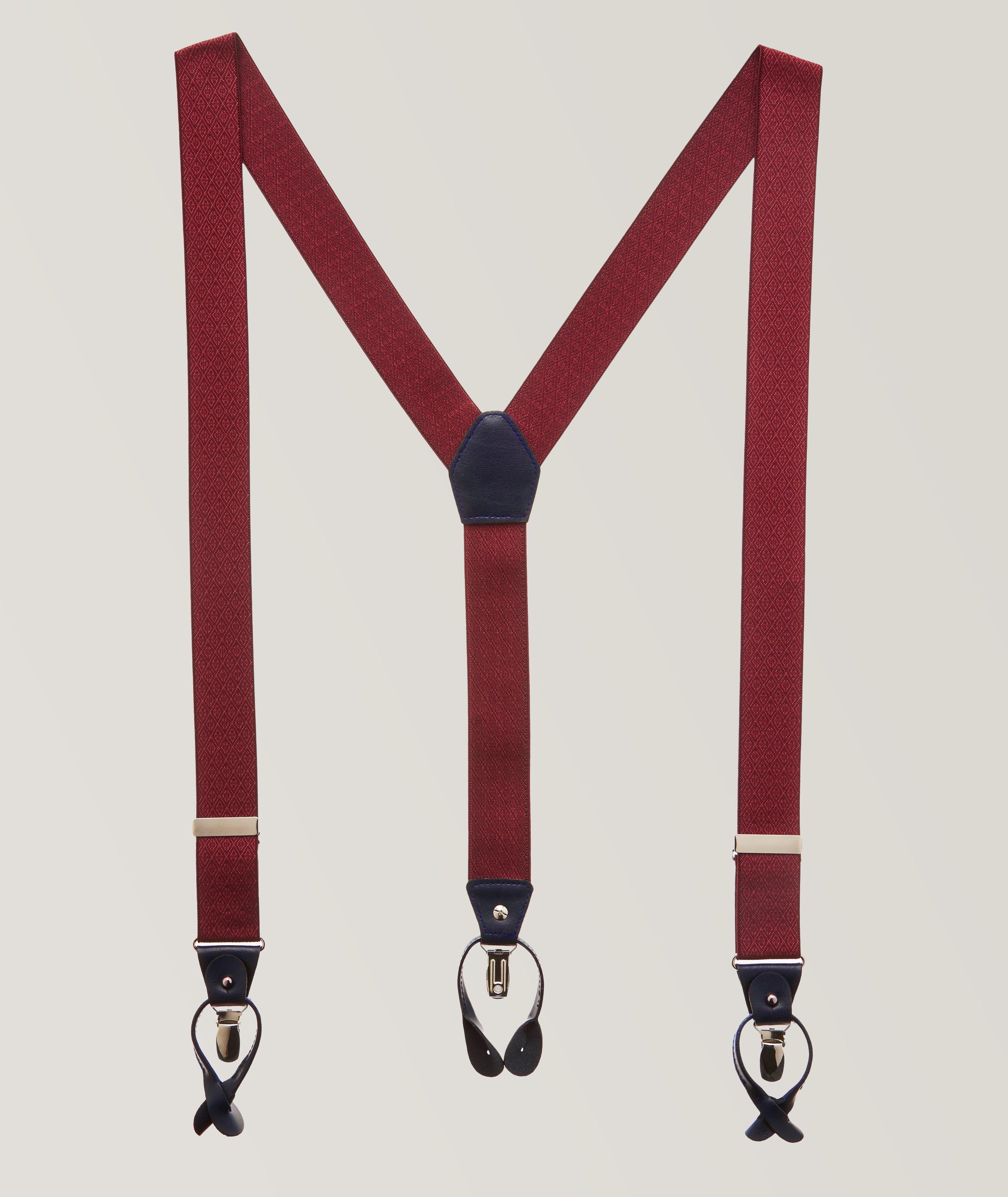Diamond Jacquard Leather Suspenders