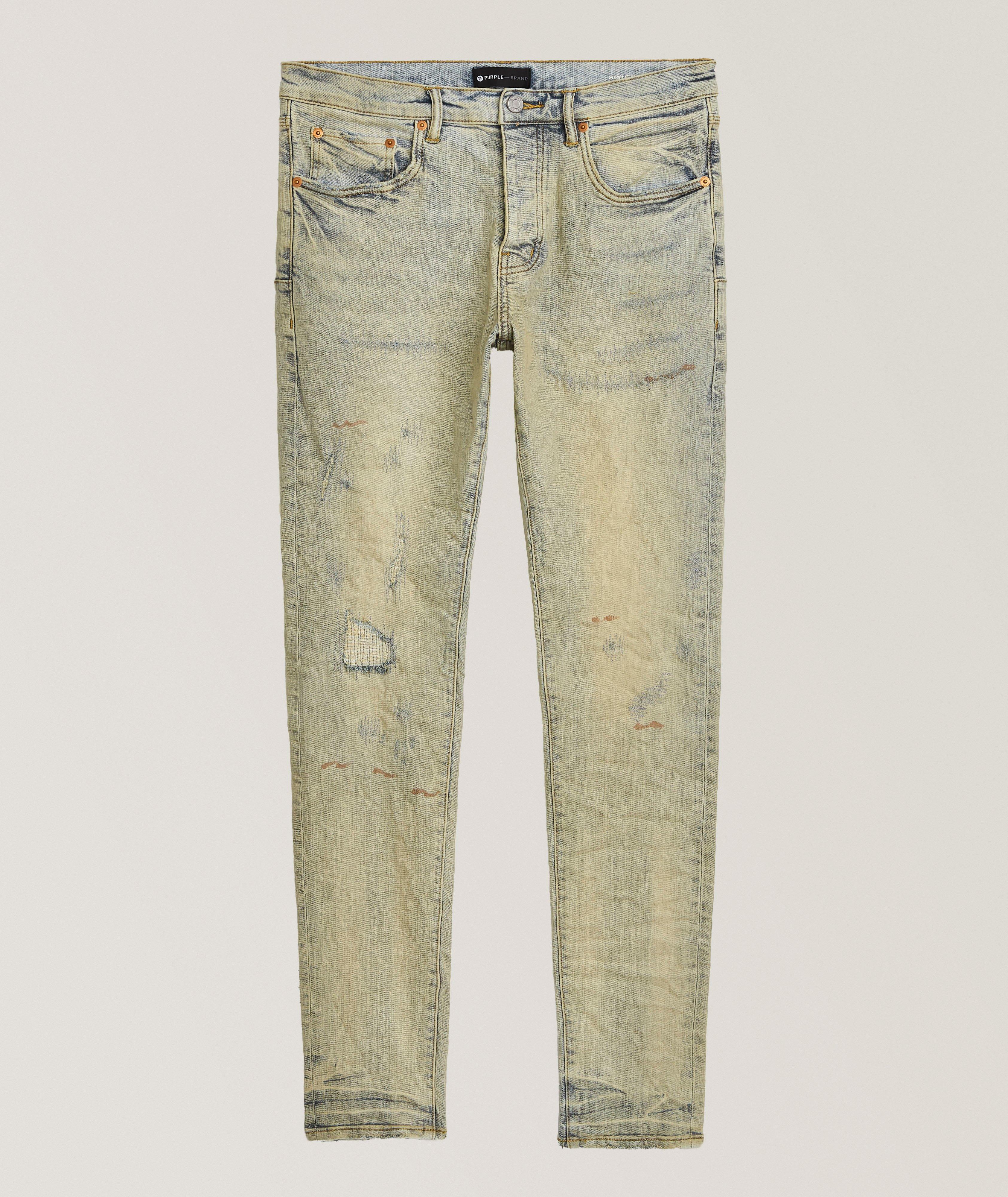 Purple Brand P001 Oil Wash Patched Jeans