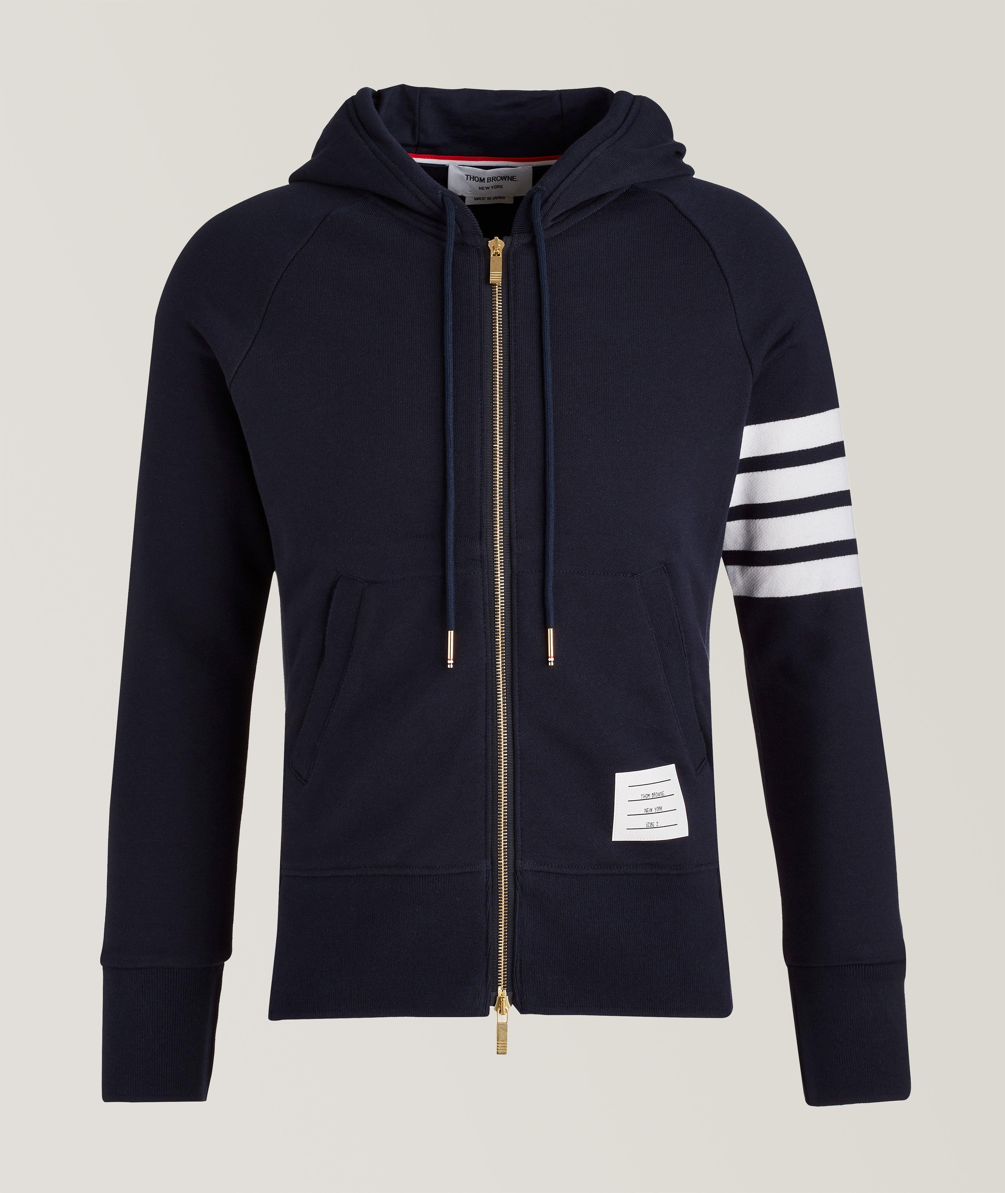 4-Bar Sleeve Zip-Up Hooded Sweater