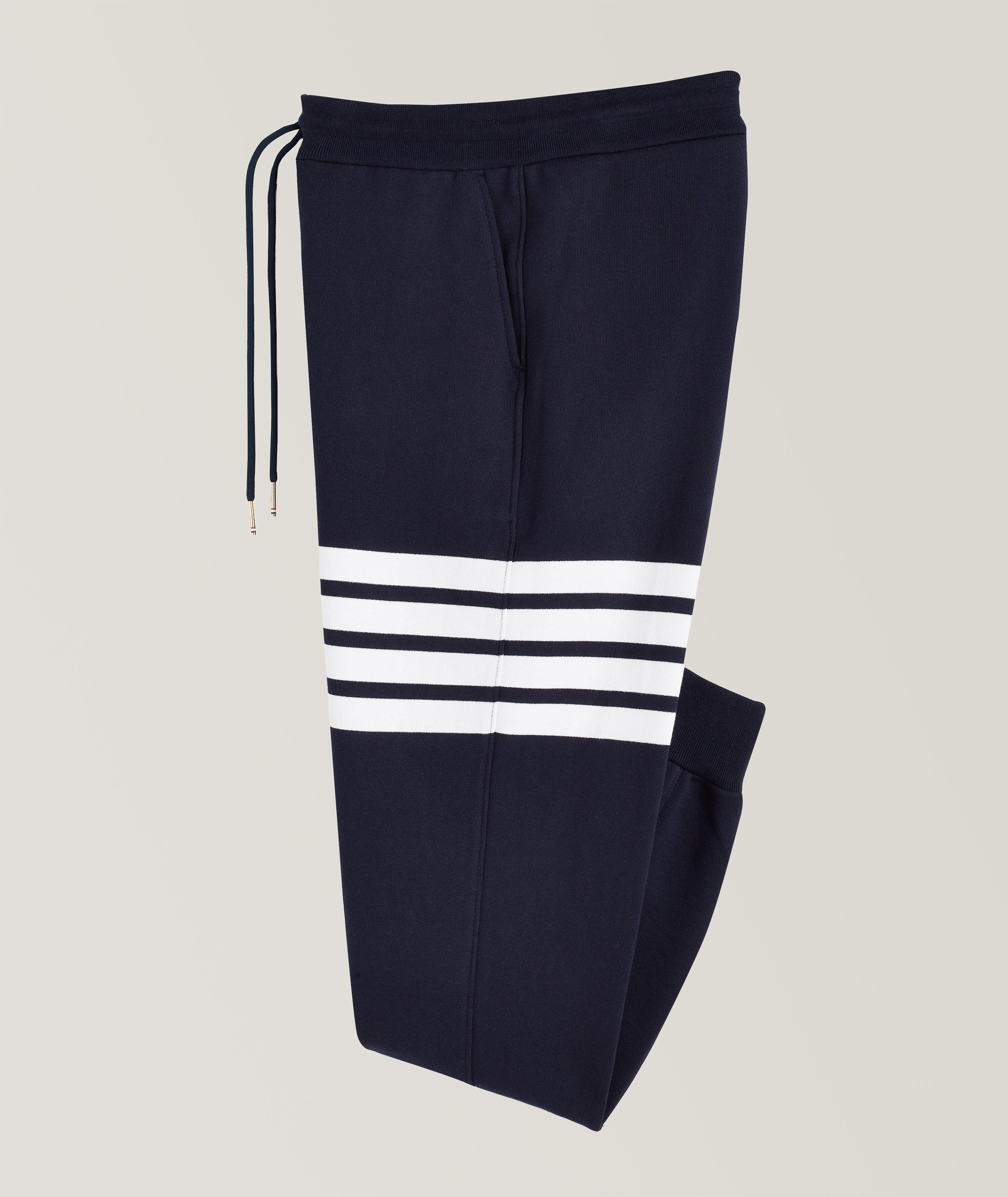 Thom Browne Pantalon De Survêtement En Coton À Bandes Contrastantes En Bleu | Taille Homme TG