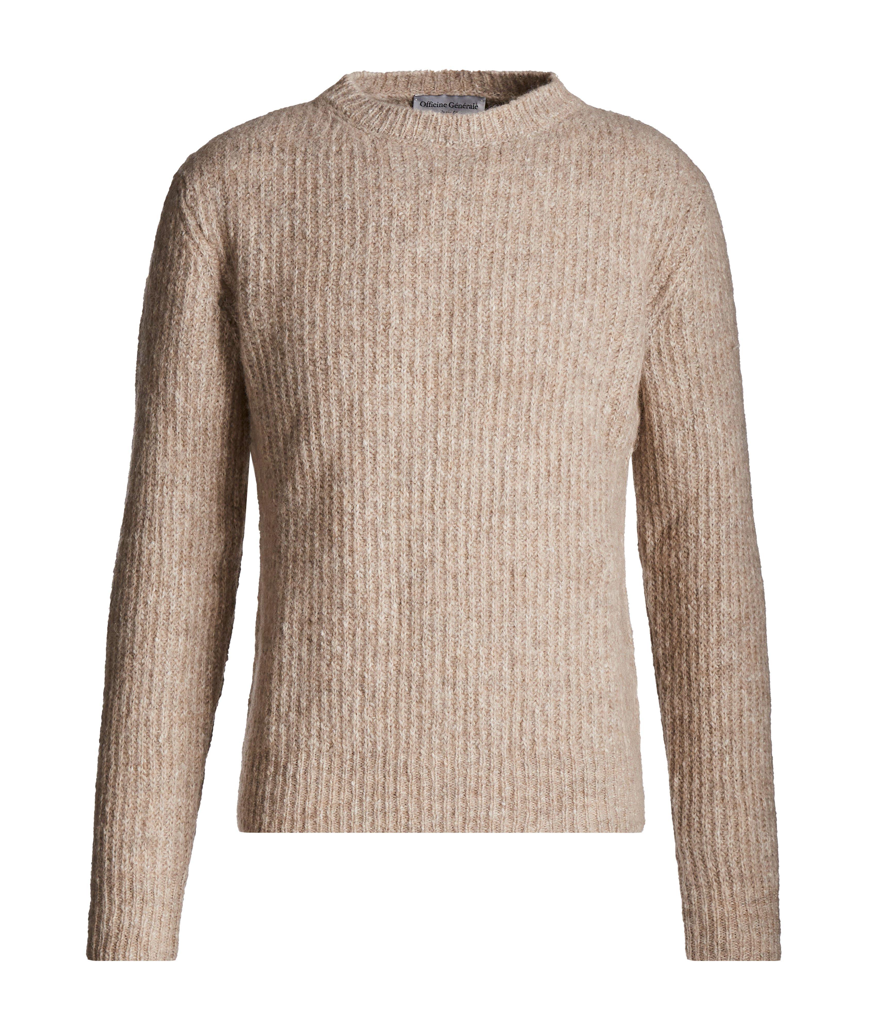 Officine Générale Marco Marbled Alpaca-Cotton-Wool Sweater In Brown , Men's Size 2XL Cotton Wool