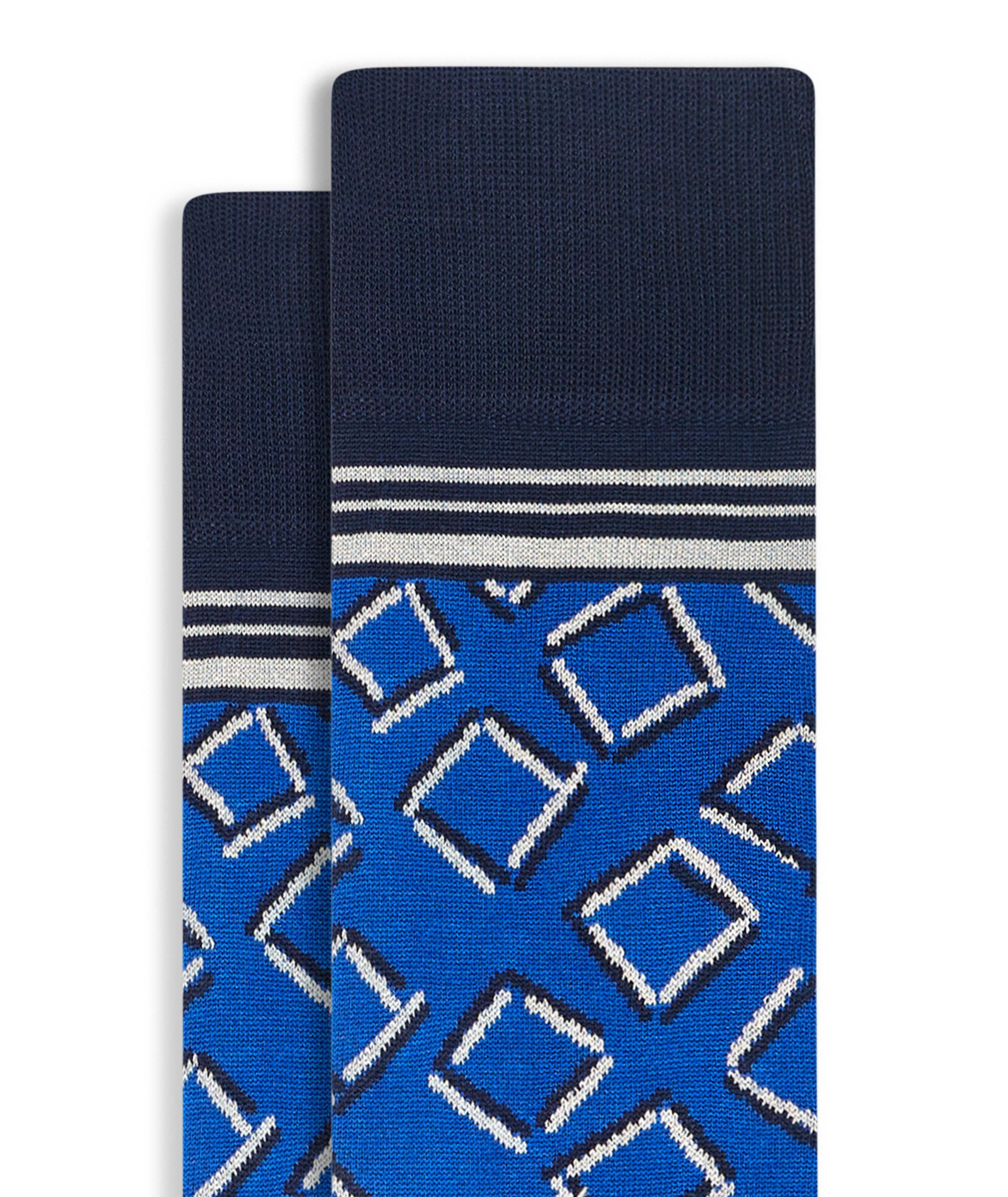 Geometric Square Printed Cotton Blend Socks image 1