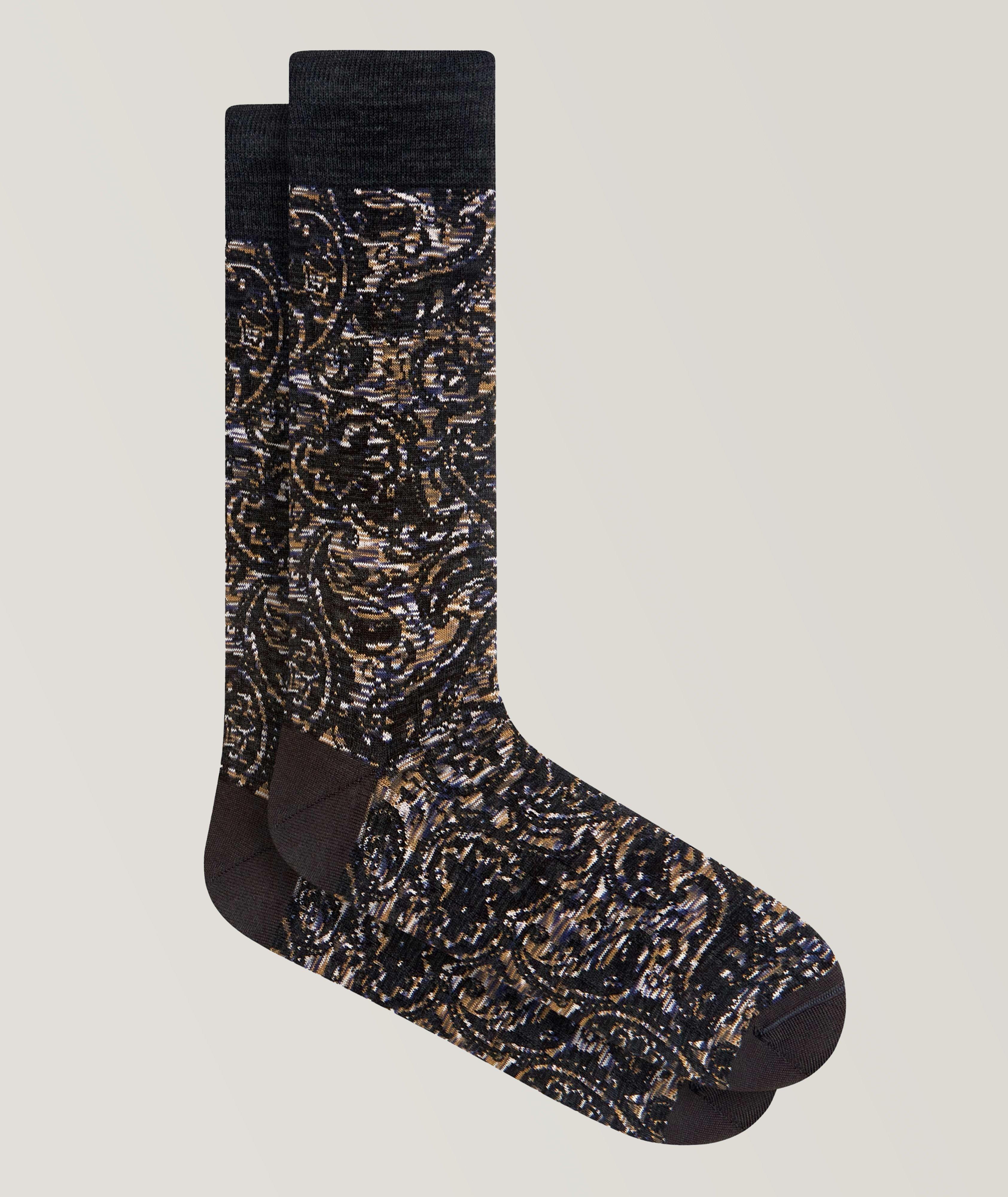 Bugatchi Marbled Paisley Stretch-Cotton Socks In Brown