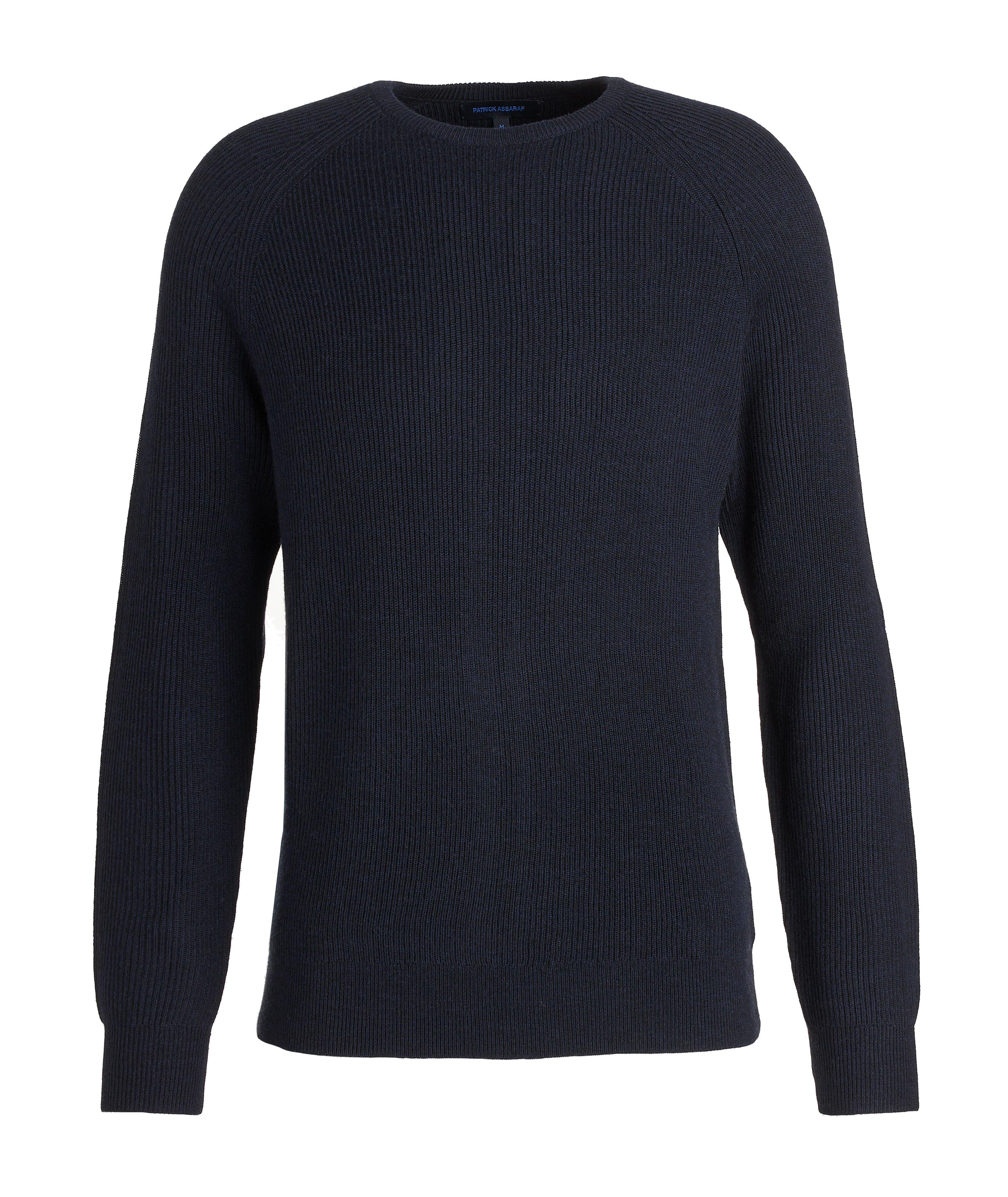 Patrick Assaraf Ribbed Extra-Fine Merino Wool Crew Neck Sweater ...