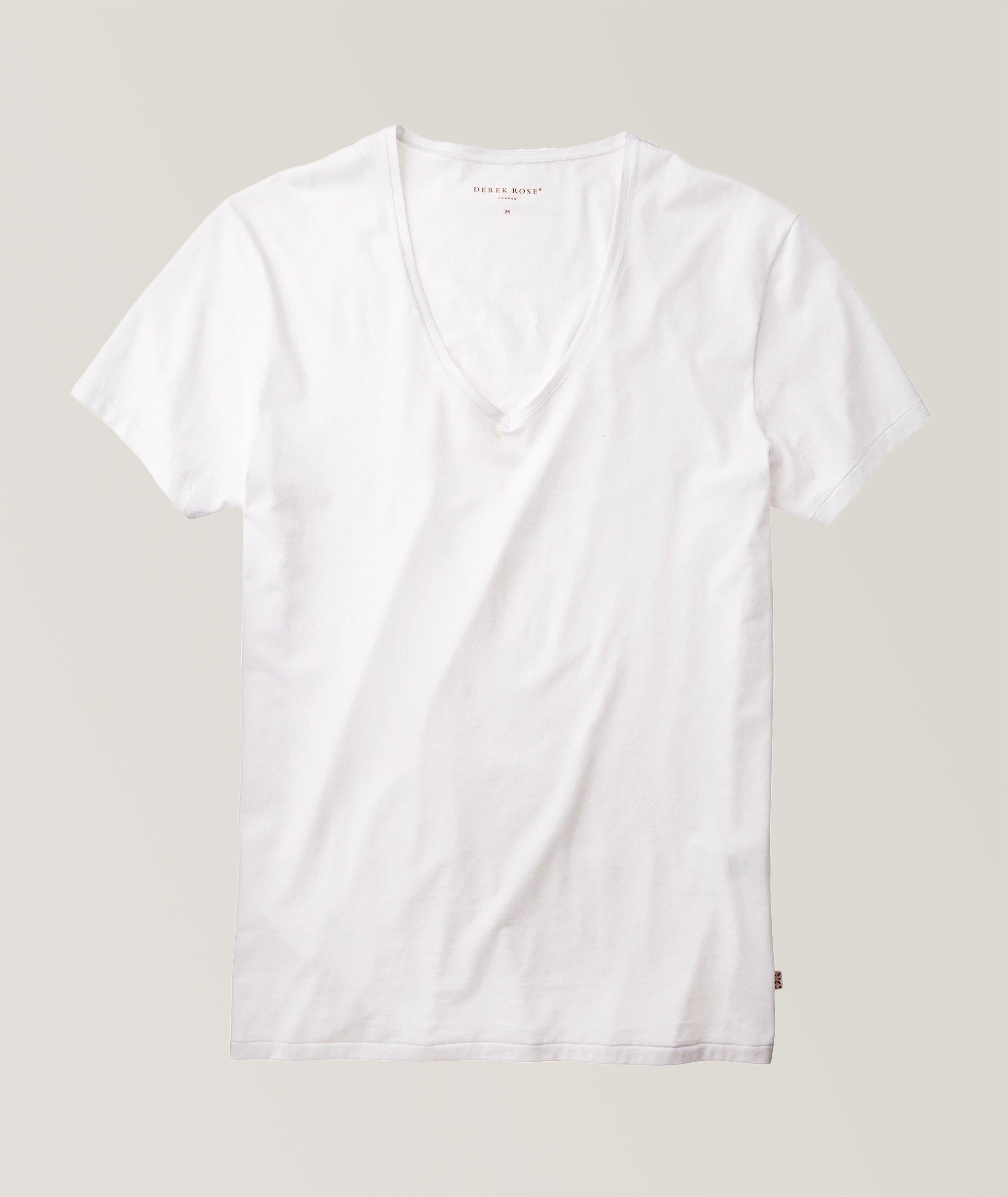 Derek Rose T-Shirt À Encolure En V En Blanc , Taille Homme TG