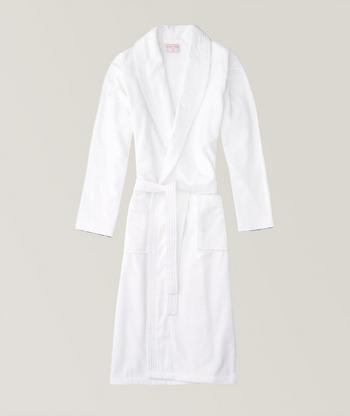 Red Triton belted striped cotton-blend velour robe, Derek Rose