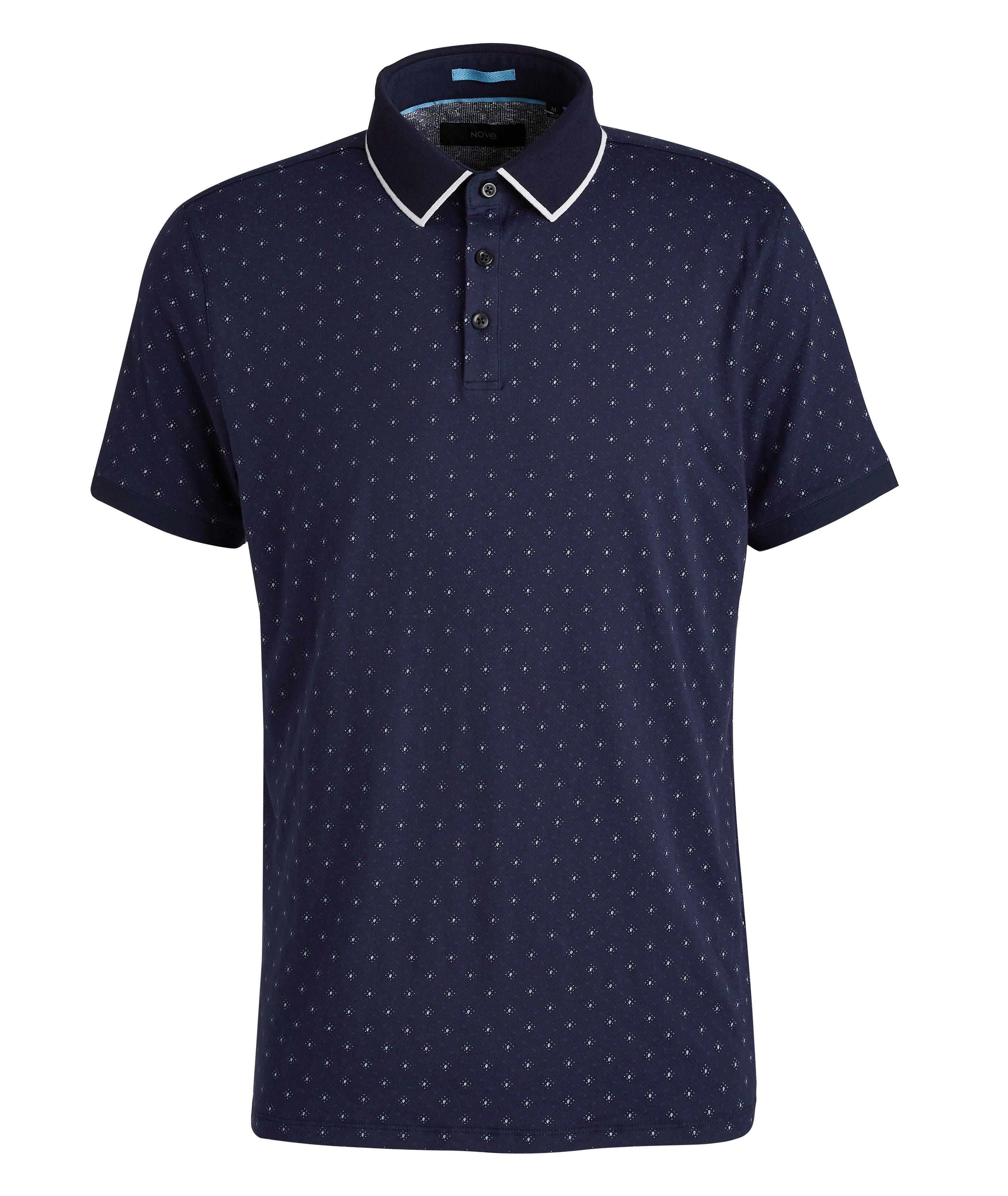 Printed Jersey Stretch-Cotton Pique Polo image 0