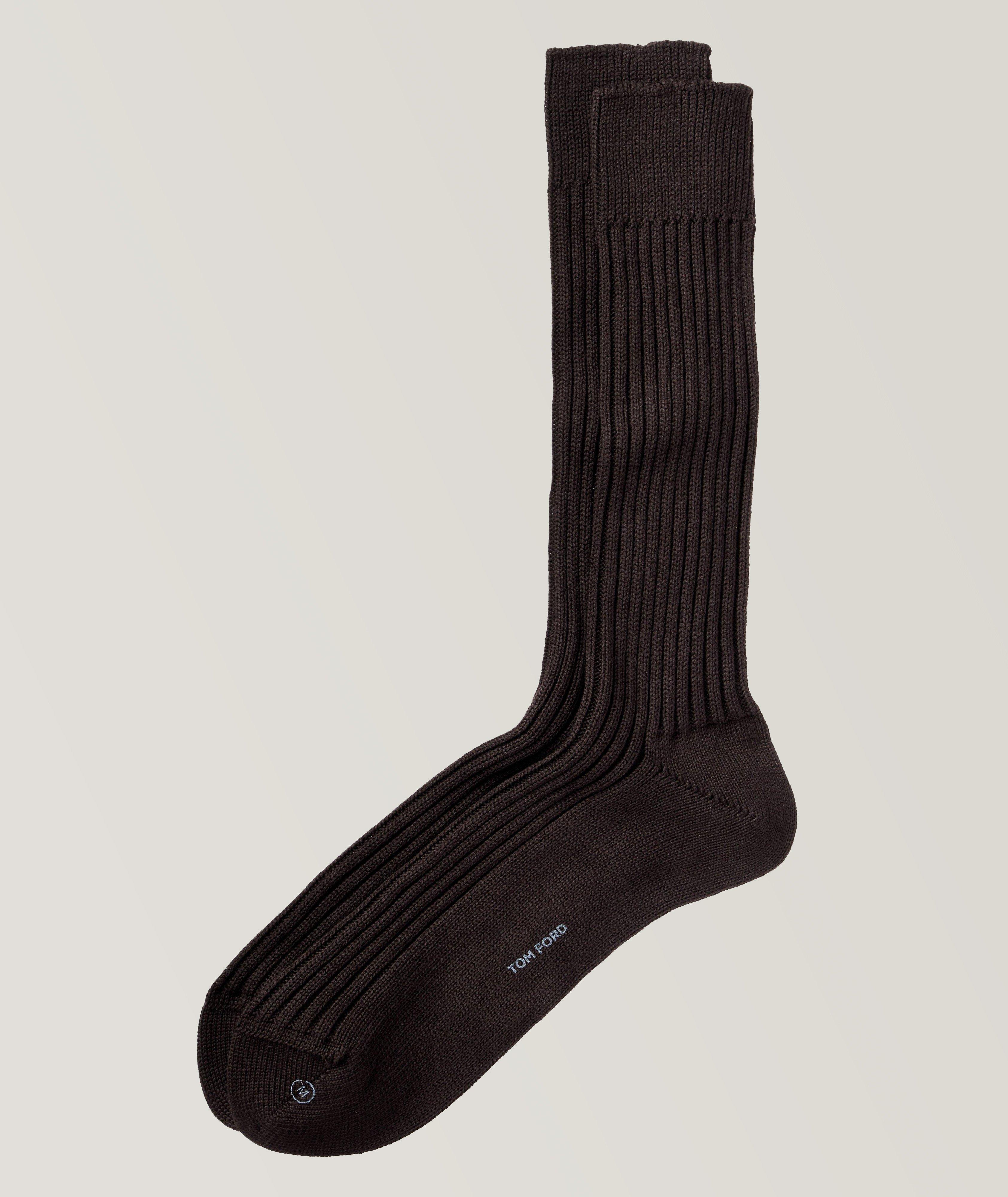 Ribbed Cotton High Socks