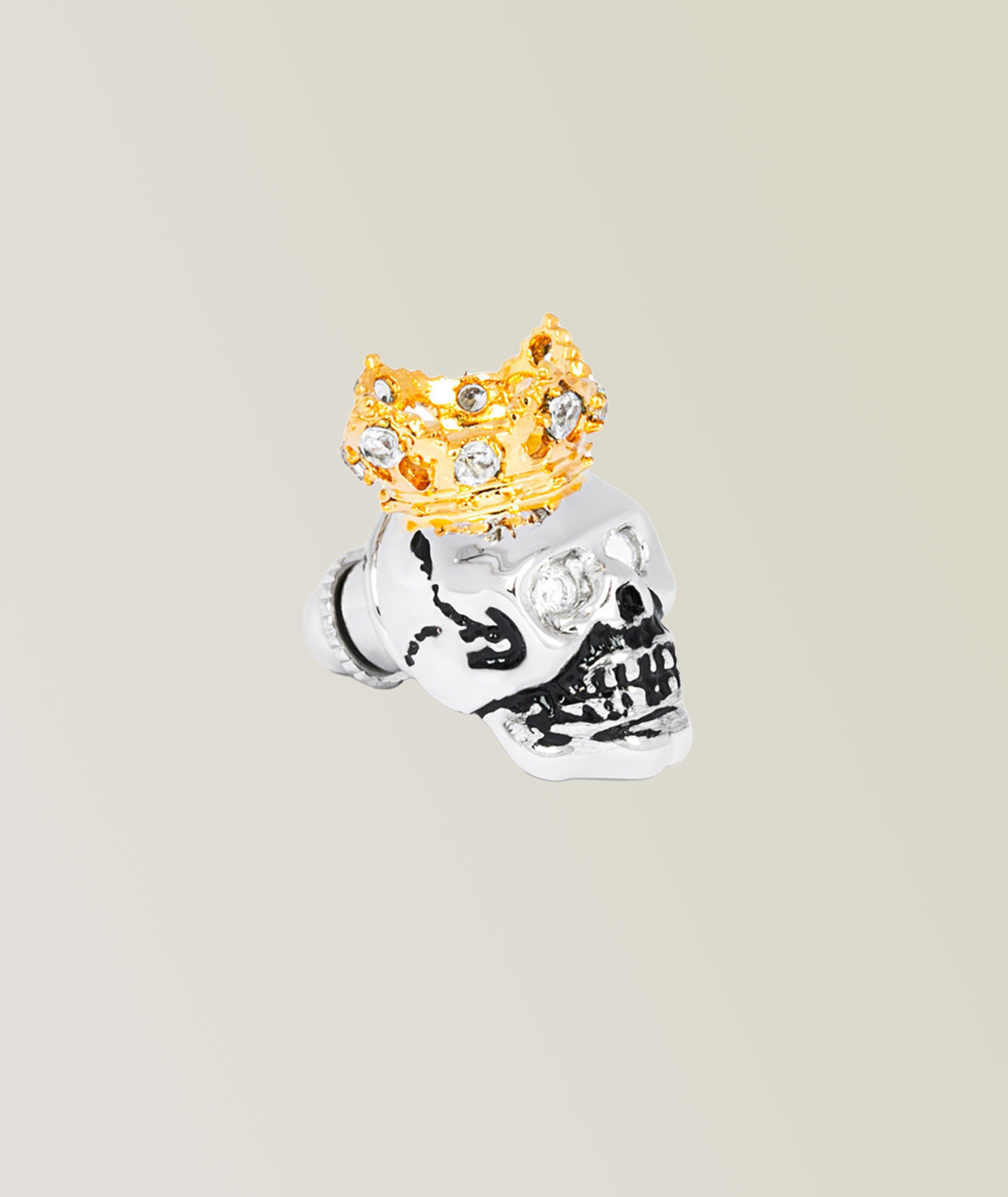 King Skull Rhodium Plated Pin