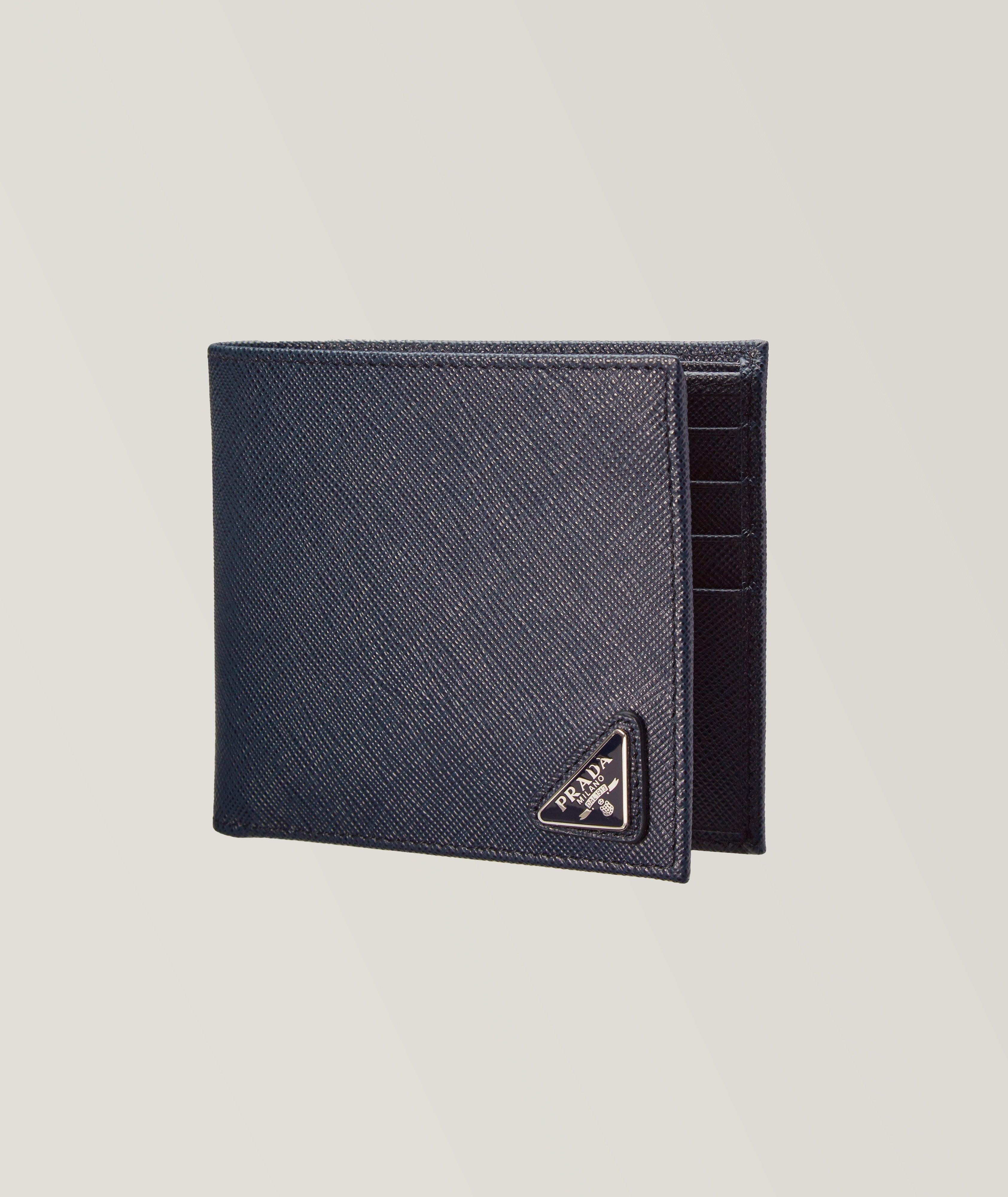 Saffiano Leather Triangle Logo Bifold Wallet