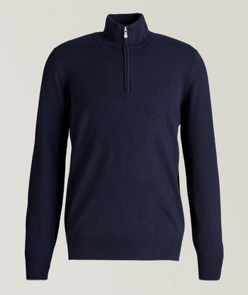 Navy, Organic Cotton Half Zip Fleece