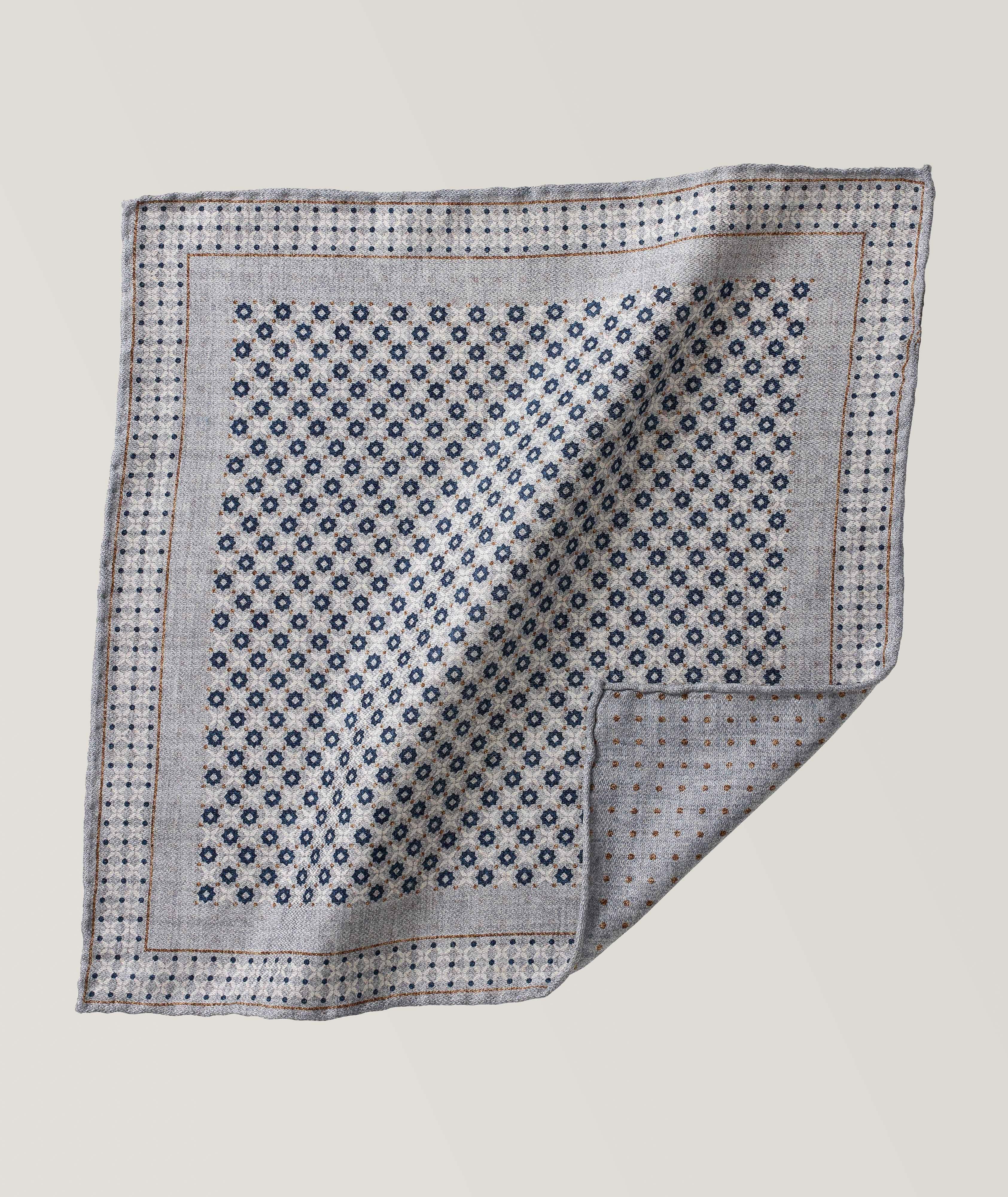 Reversible Neat Dot Print Silk Pocket Square