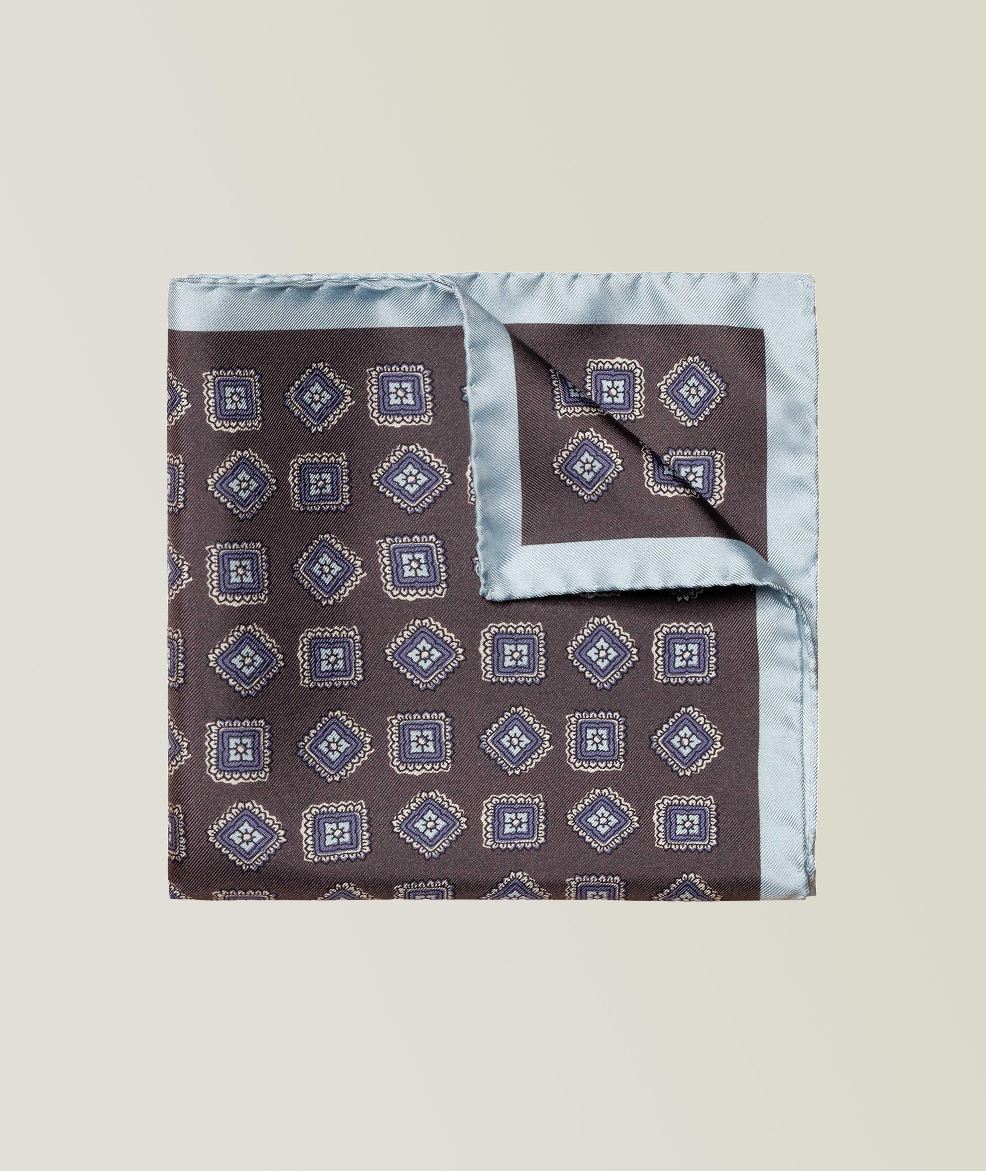 Medallion Print Silk Pocket Square